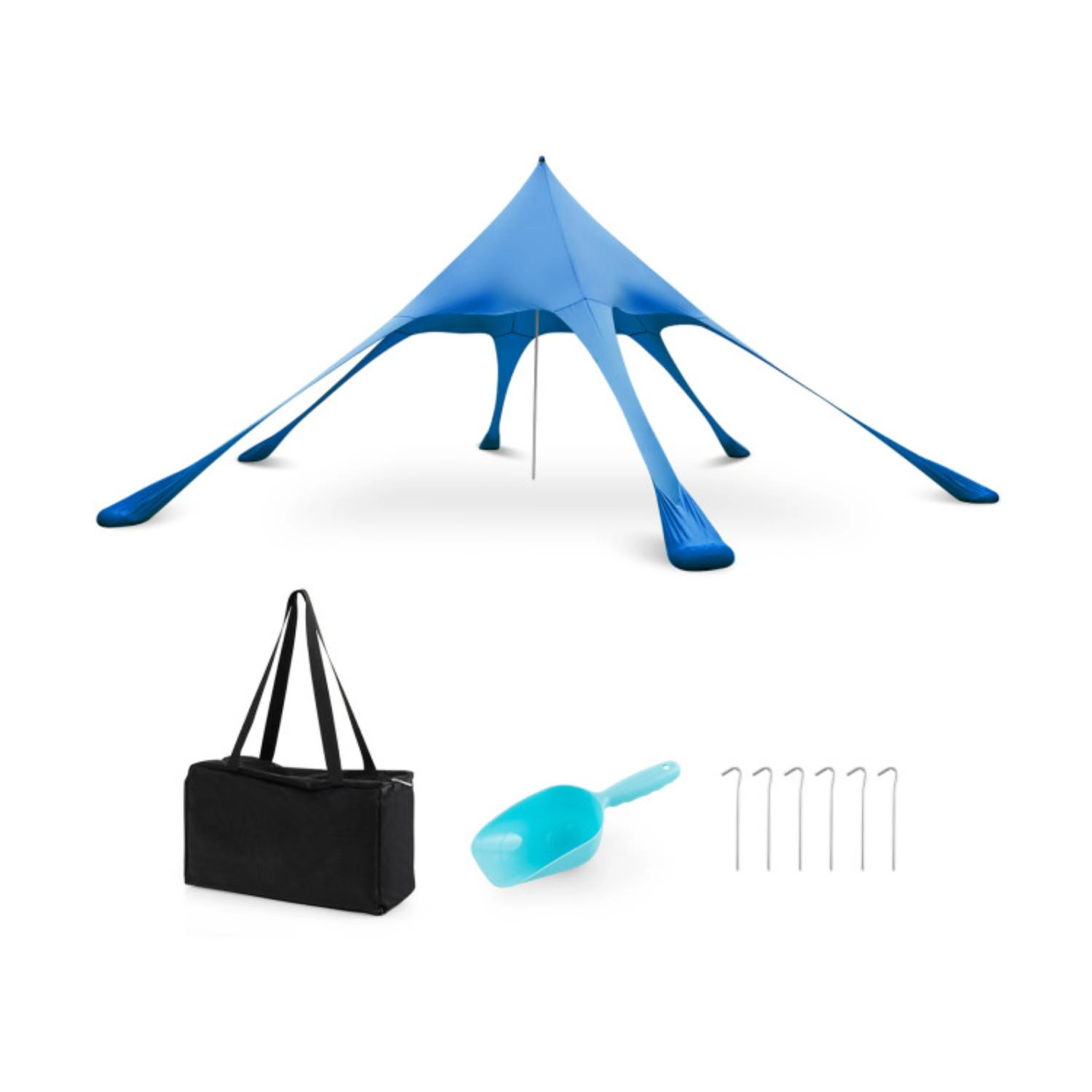 Hivvago 20 x Feet Beach Canopy Tent with UPF50+ Sun Protection and Shovel-Blue