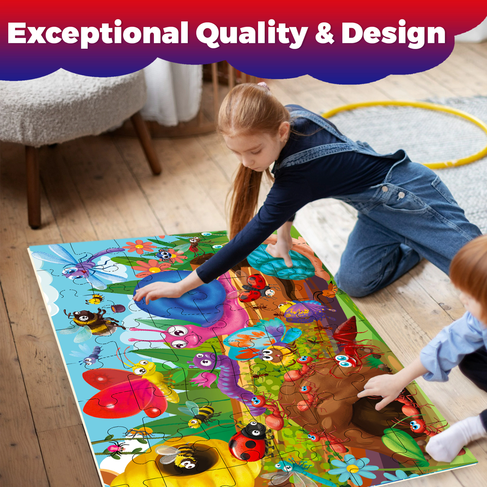 QUOKKA 2x3 FT Giant Floor Jigsaw Puzzle, Interactive Learning Activity for Kids Ages 4-6
