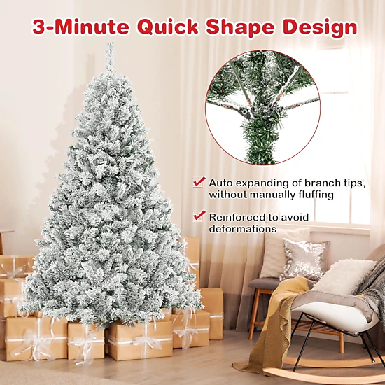 LJG 6/7/8 Feet Artificial Xmas Tree 3-Minute Quick Shape