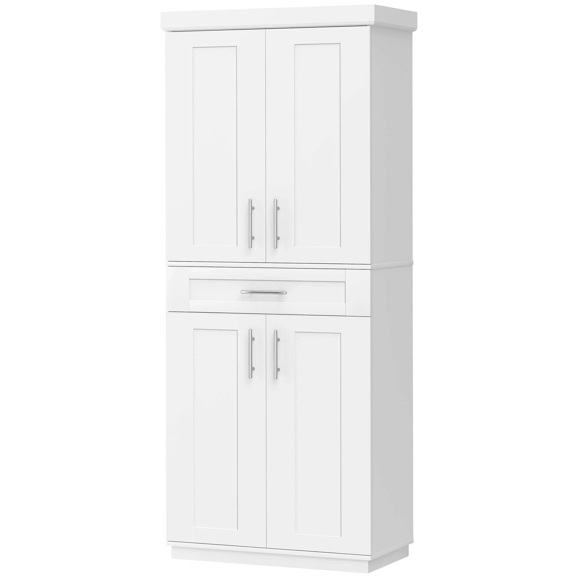 HONGGE Modern Kitchen Pantry Freestanding Cabinet Cupboard with Doors and Drawer Adjustable Shelving