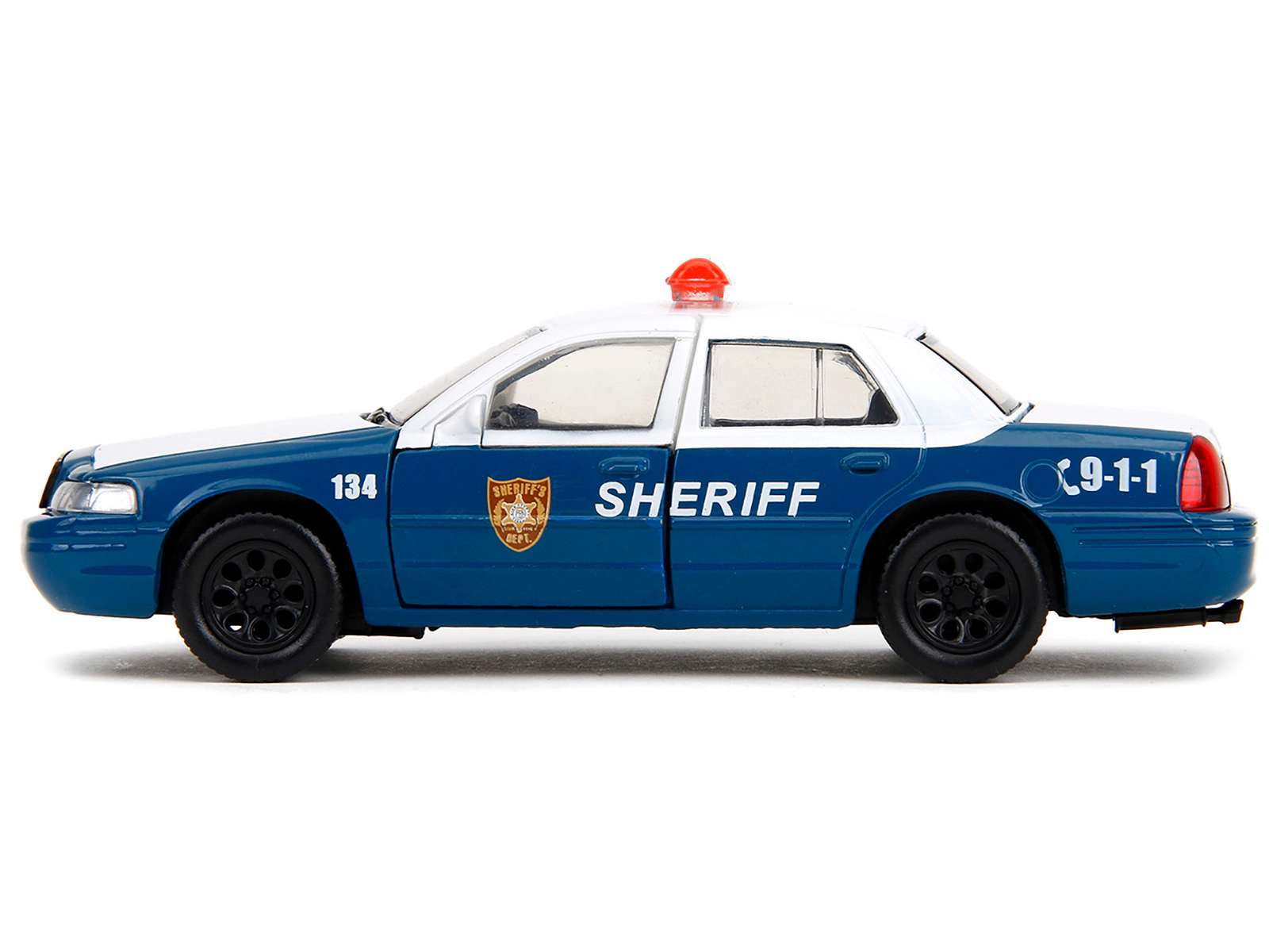Jada Rick Grimes' Ford Crown Victoria "Sheriff" Blue and White "The Walking Dead" (2010-2022) TV Series