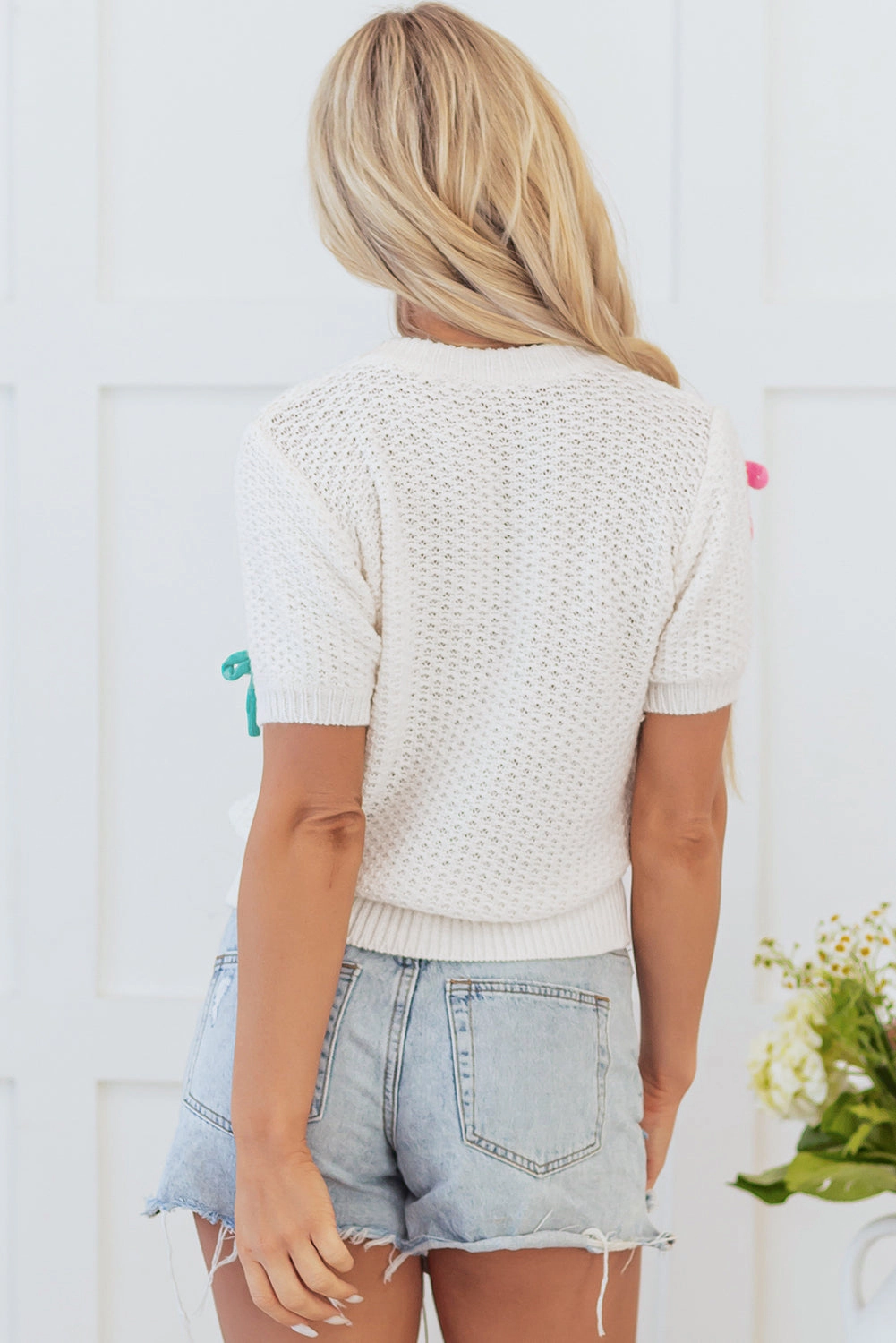 Threaded Pear Jasmine Mock Short Sleeve Sweater