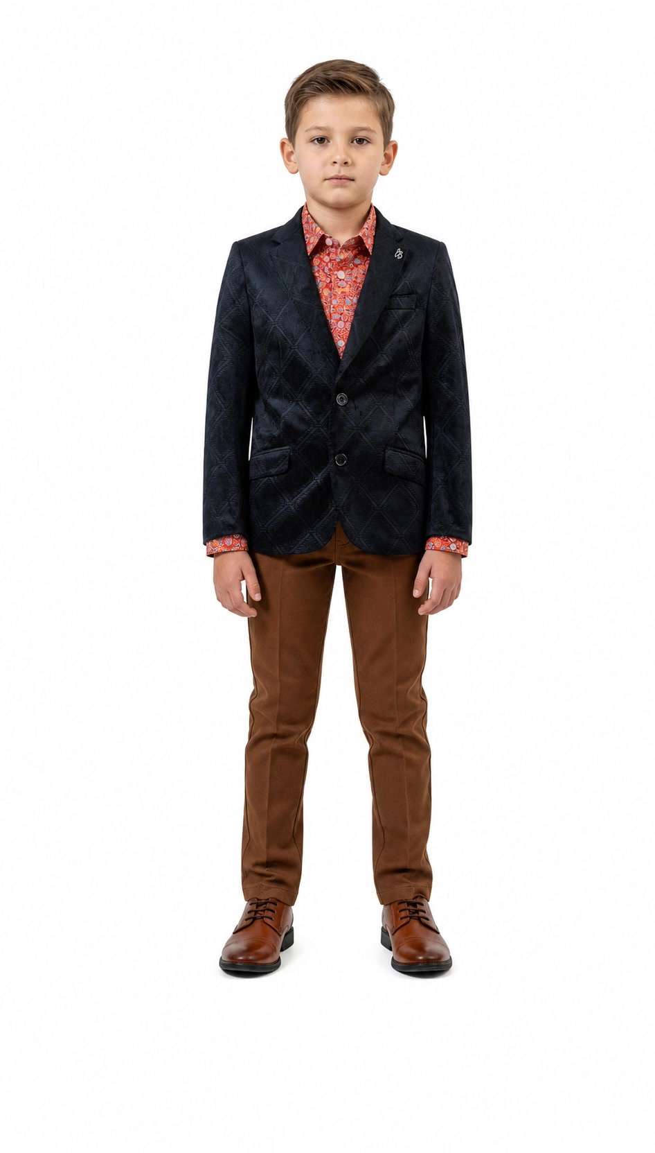 Elie Balleh Boys Slim Fit Velvet Sports Coat Jacket