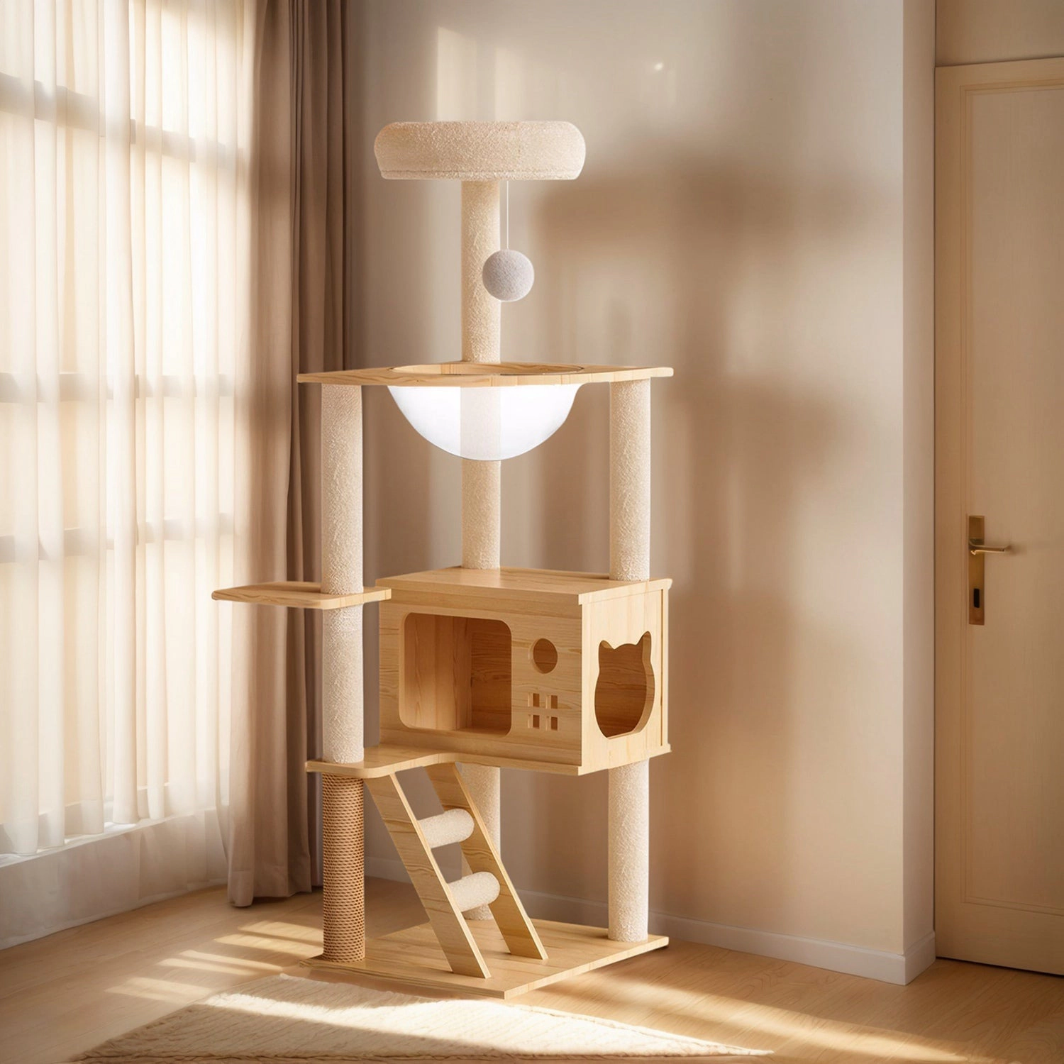 GBruno Modern Wood Multi-Level Cat Tree Tower