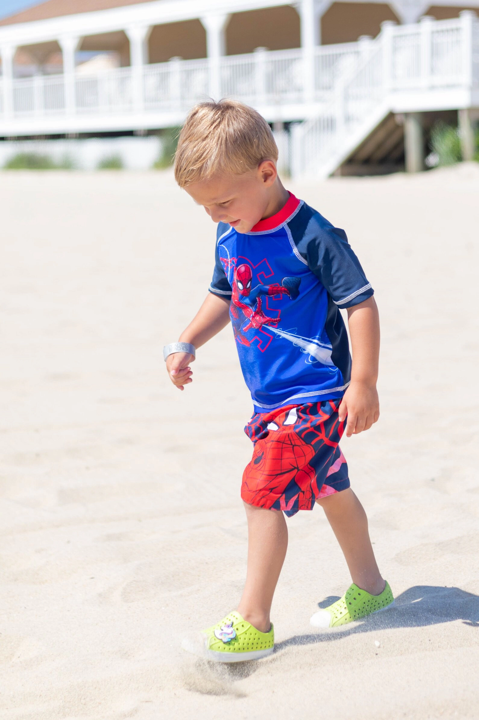 Marvel Spider-Man Boys' Rash Guard and Swim Trunks Set