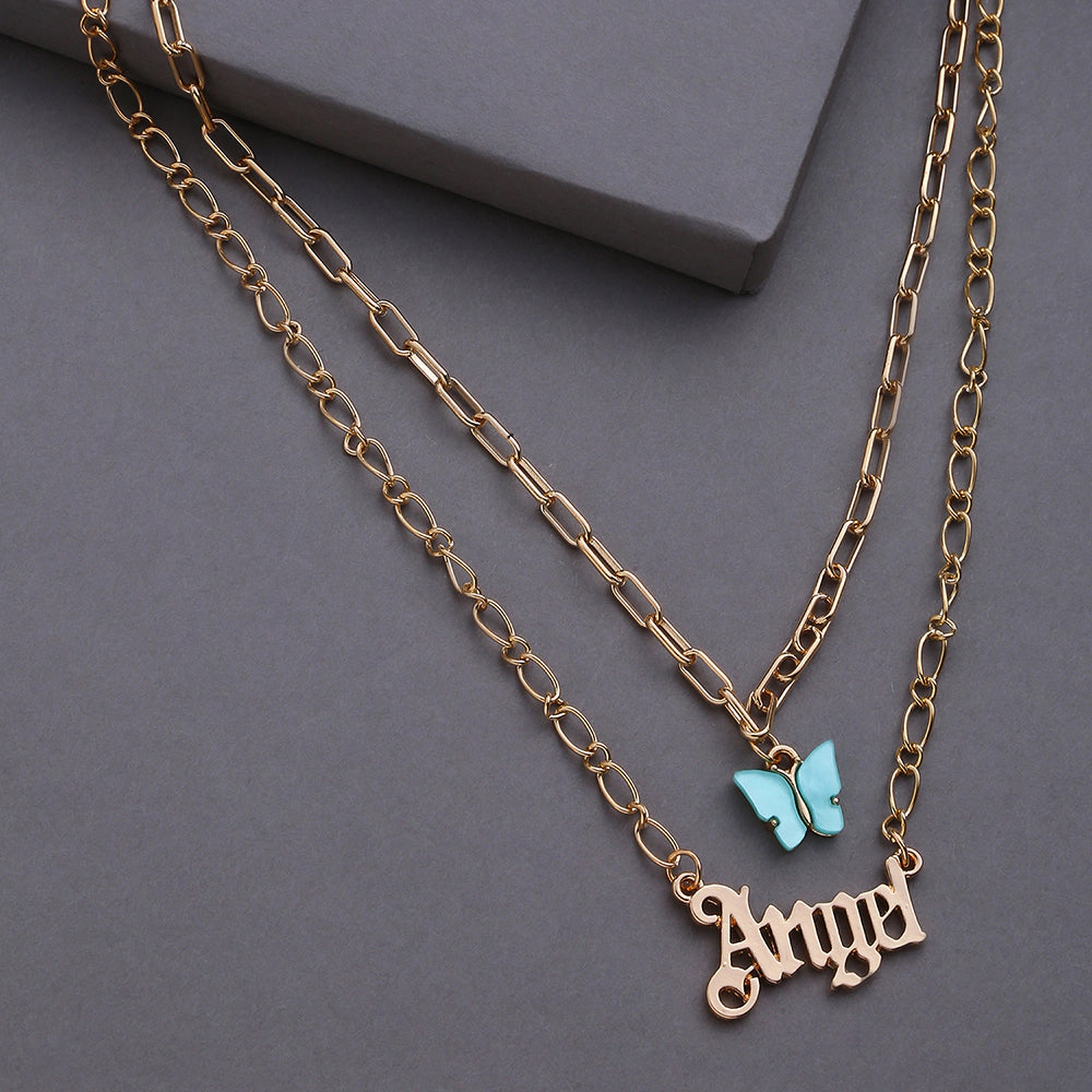 SOHI Women's Gold Everyday Multi-Layer Necklace
