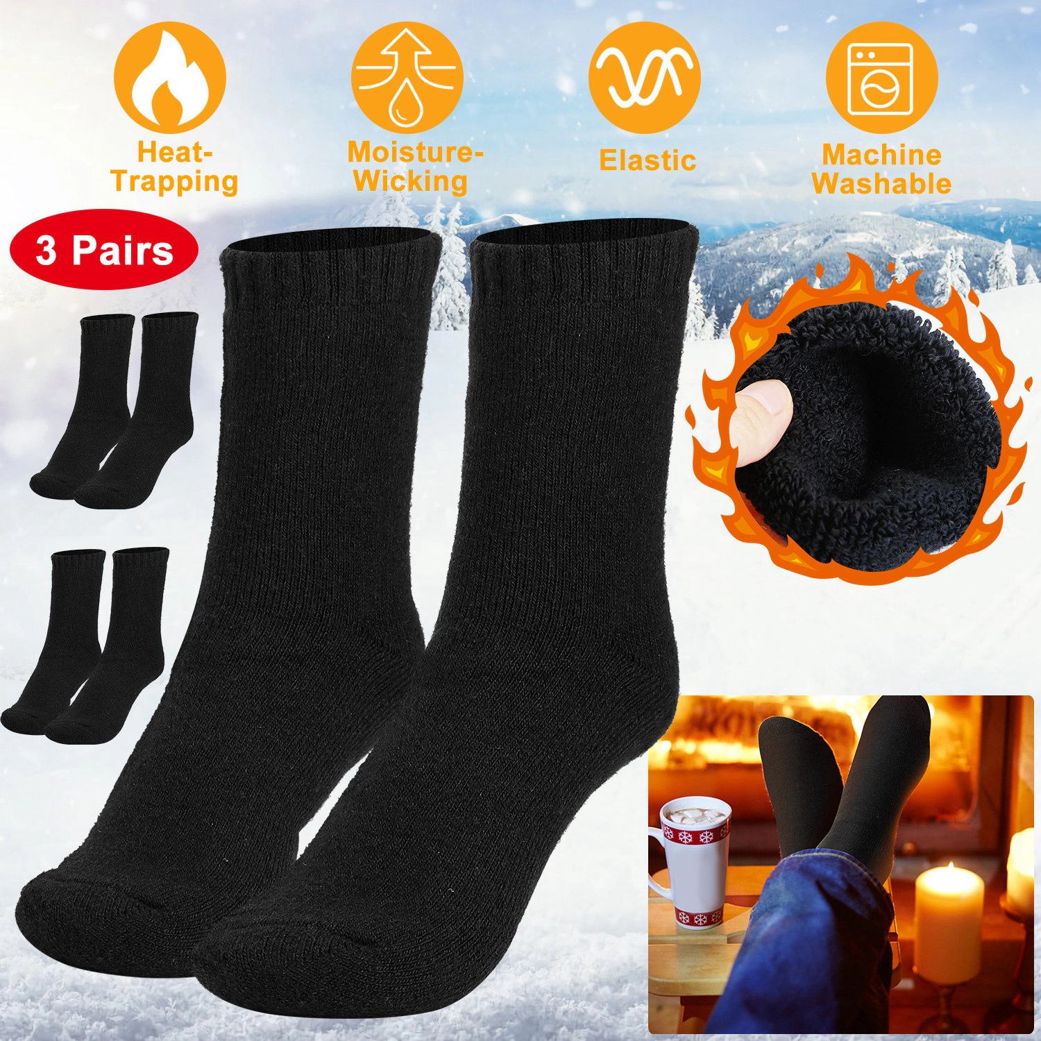 GBruno Thermal Wool Blend Socks, 3 Pairs