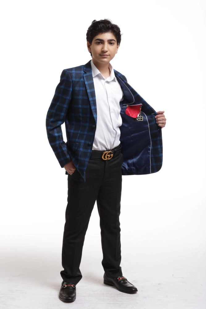 Elie Balleh Boys Slim Fit Wild Plaid Jacket