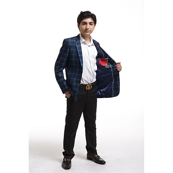 Elie Balleh Boys Slim Fit Wild Plaid Jacket