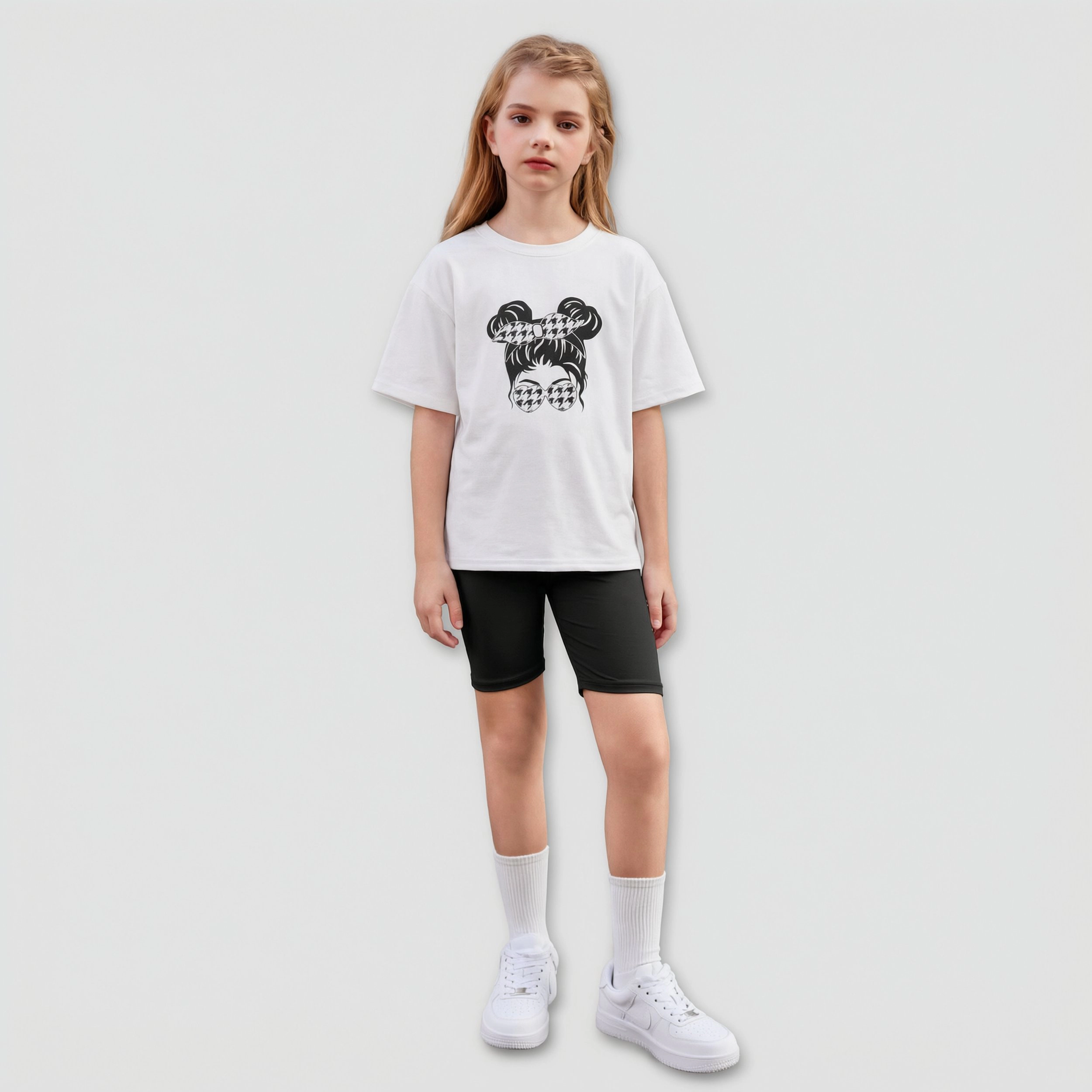 Arshiner Girls Drop Shoulder Tee & Biker Shorts 2-Piece Summer Set