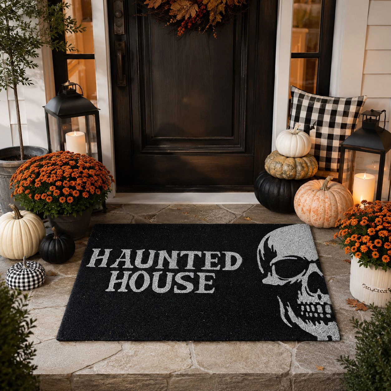 Kate Aurora Halloween Haunted House Bristled Coir Outdoor Welcome Mat - 18"x30"