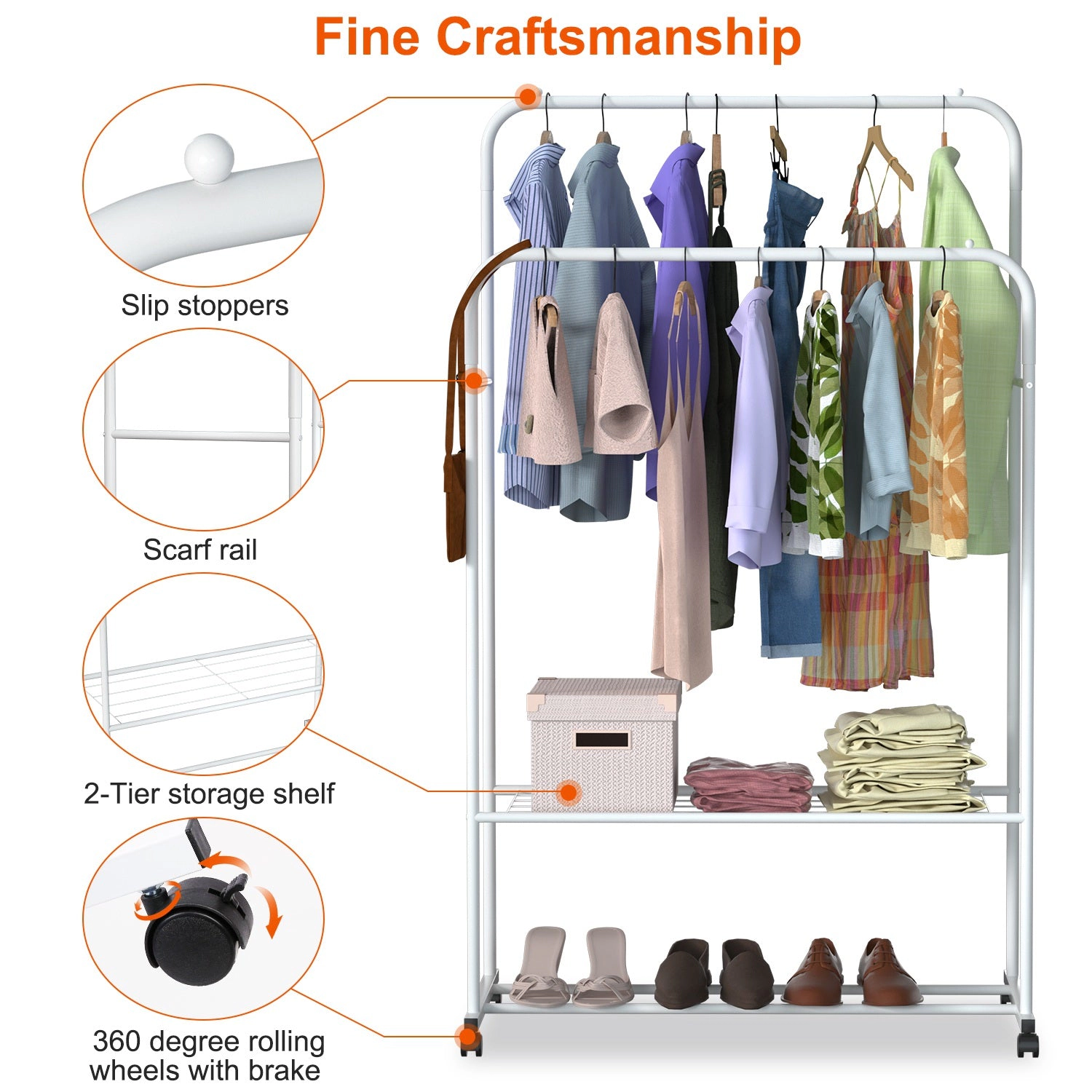 GBruno Rolling Garment Rack With Shoe Storage