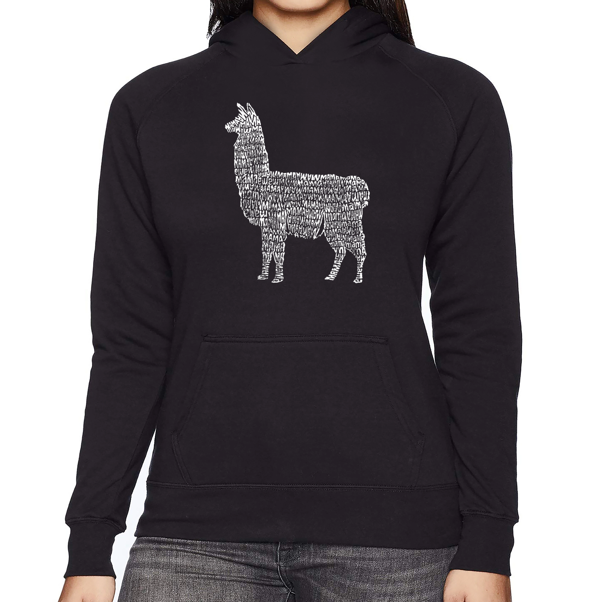 LA Pop Art Llama Mama - Women's Word Hooded Sweatshirt