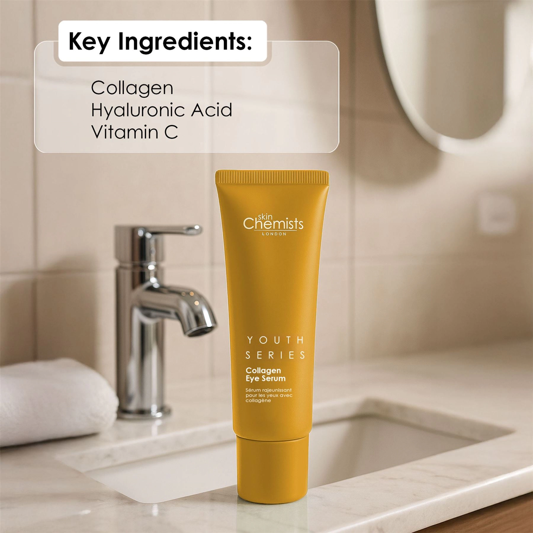 skinChemists Youth Series 2% Collagen Eye Serum 15ml - Anti-Aging for Loss of Firmness