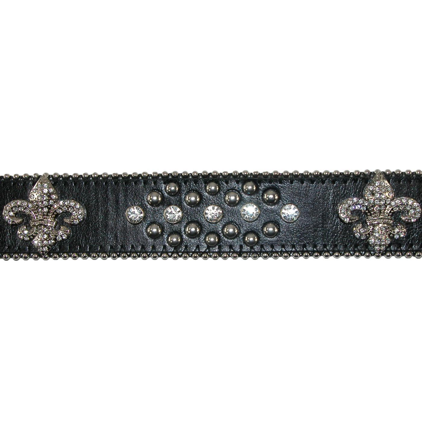 CTM Women's Fleur de Lis Studded Rhinestone Western Bling Belt