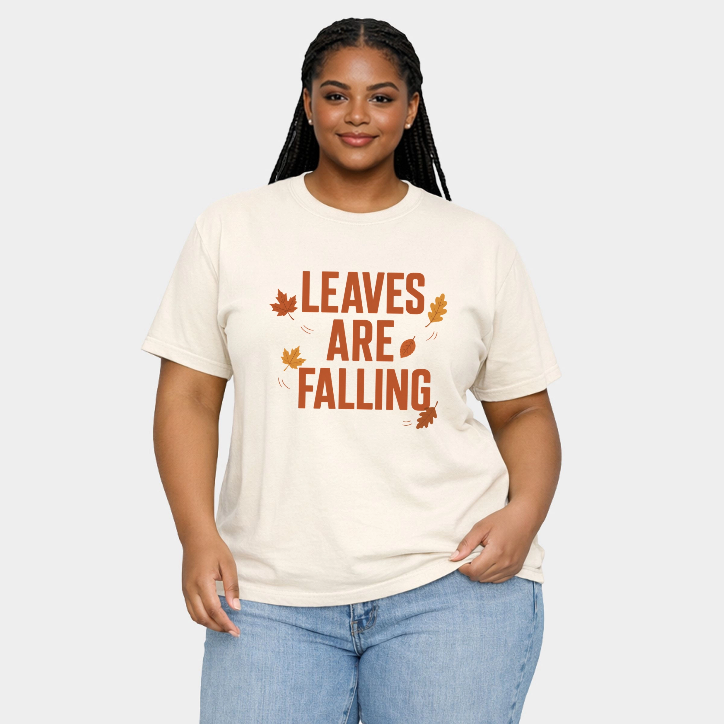 Simply Sage Market - Women's Plus Garment Dyed Tee Leaves Are Falling Orange