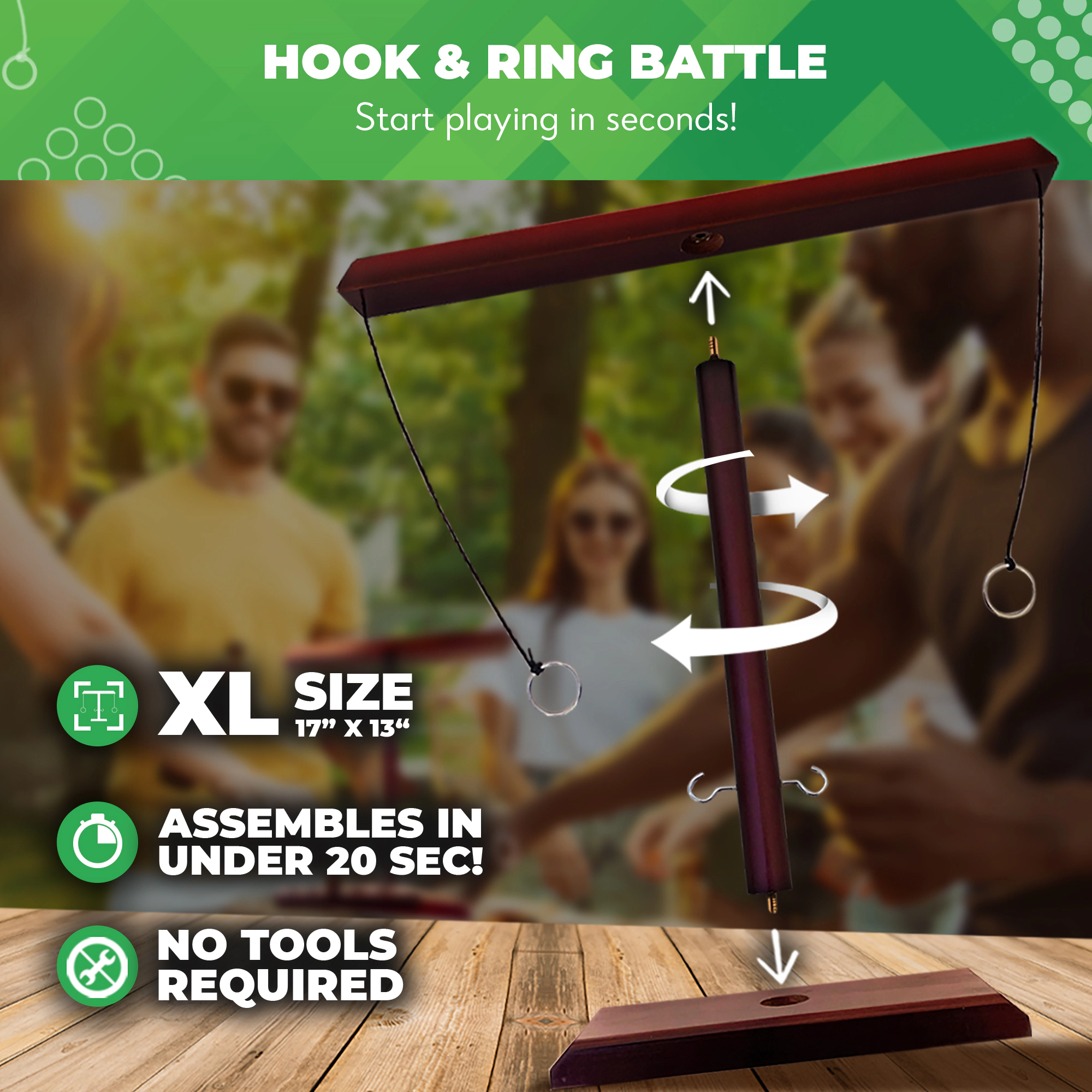 Swooc Games | Battle Hooks™ | 2 Player Hook & Ring Game
