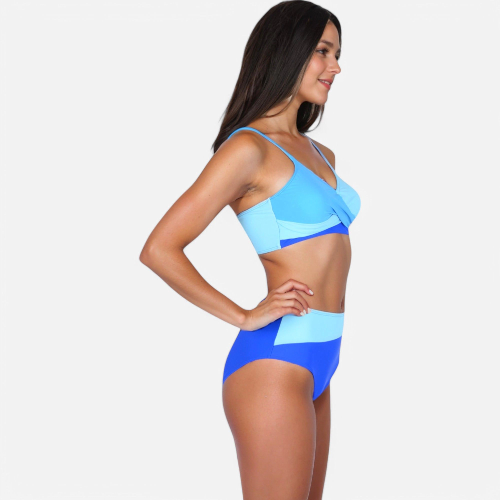 Anna-Kaci Womens Colorblock Crisscross Wrap Bikini Set