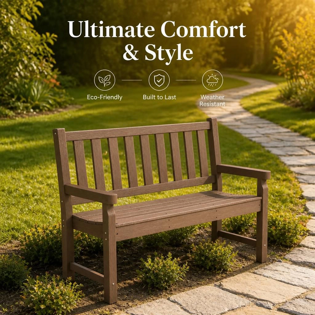WOW PIONEER HDPE Outdoor Patio Bench