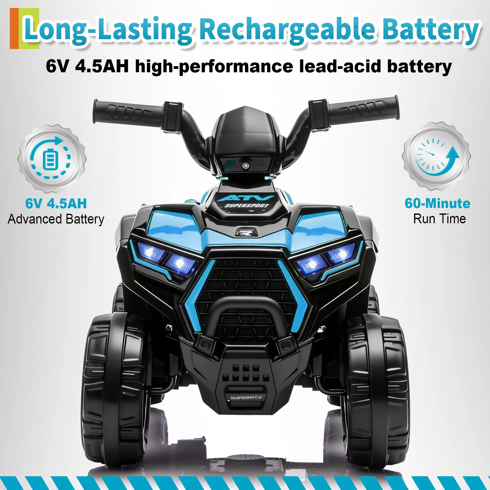 6V Kids Ride On ATV Quad with LED Lights & Music, 4-Wheeler Electric Toy for Toddlers Ages 3-6