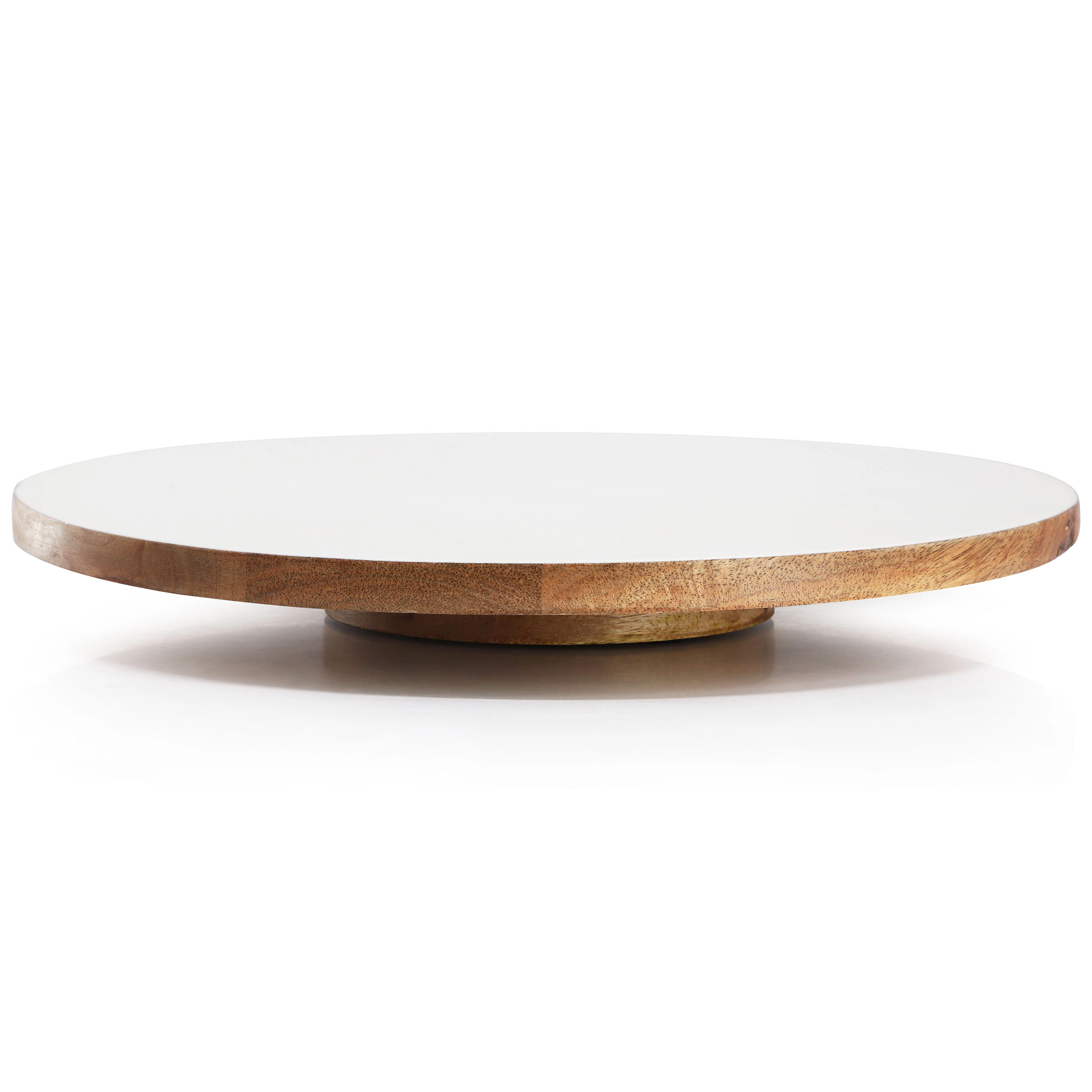 Gibson Home 14 Inch Wood Lazy Susan Serving Board in White
