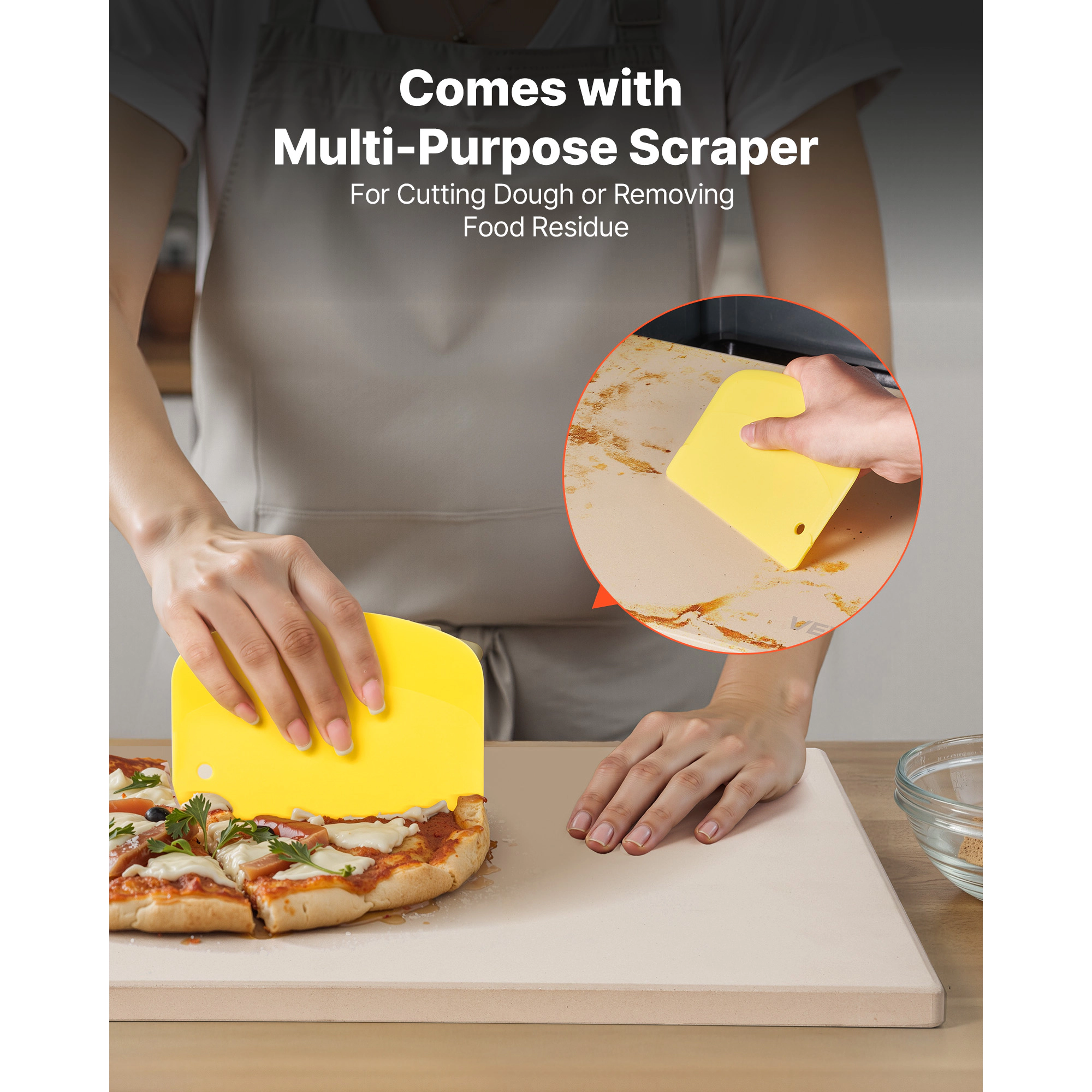 HONGGE Large Cordierite Pizza Stone 1450℉ Heat-Resistant for Oven BBQ
