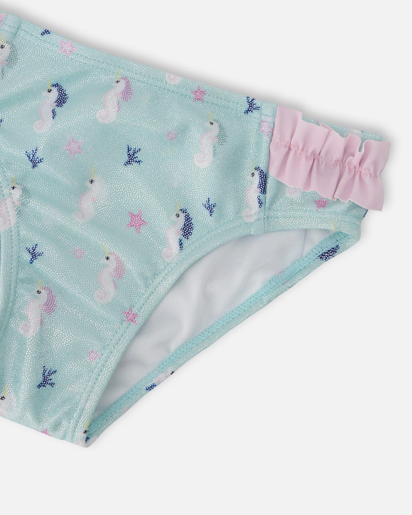 Deux par Girls Seahorse Print Top and Bottom Two-Piece Swimsuit