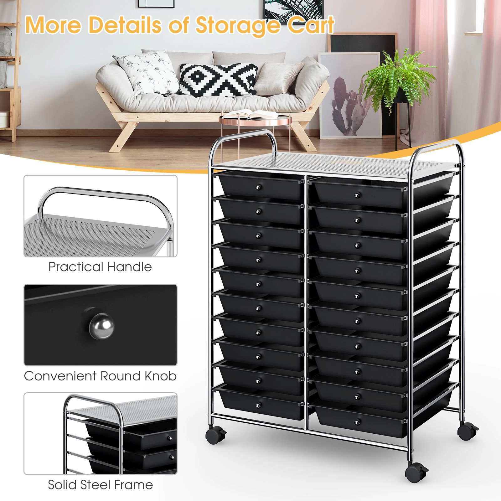 SlickBlue Multi-Tier Utility Cart with Wheels for Home & Office Storage
