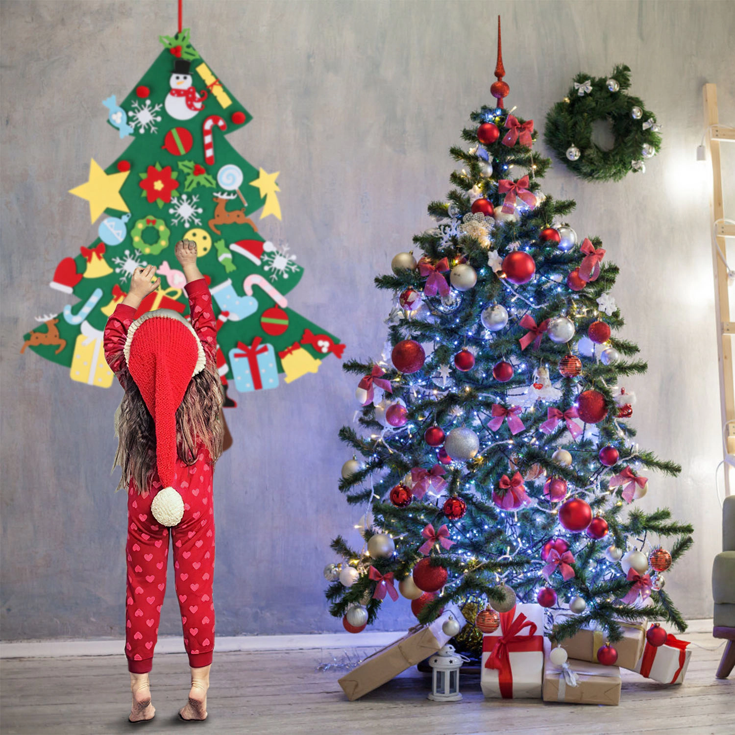 GBruno Felt Christmas Tree With 41 Ornaments
