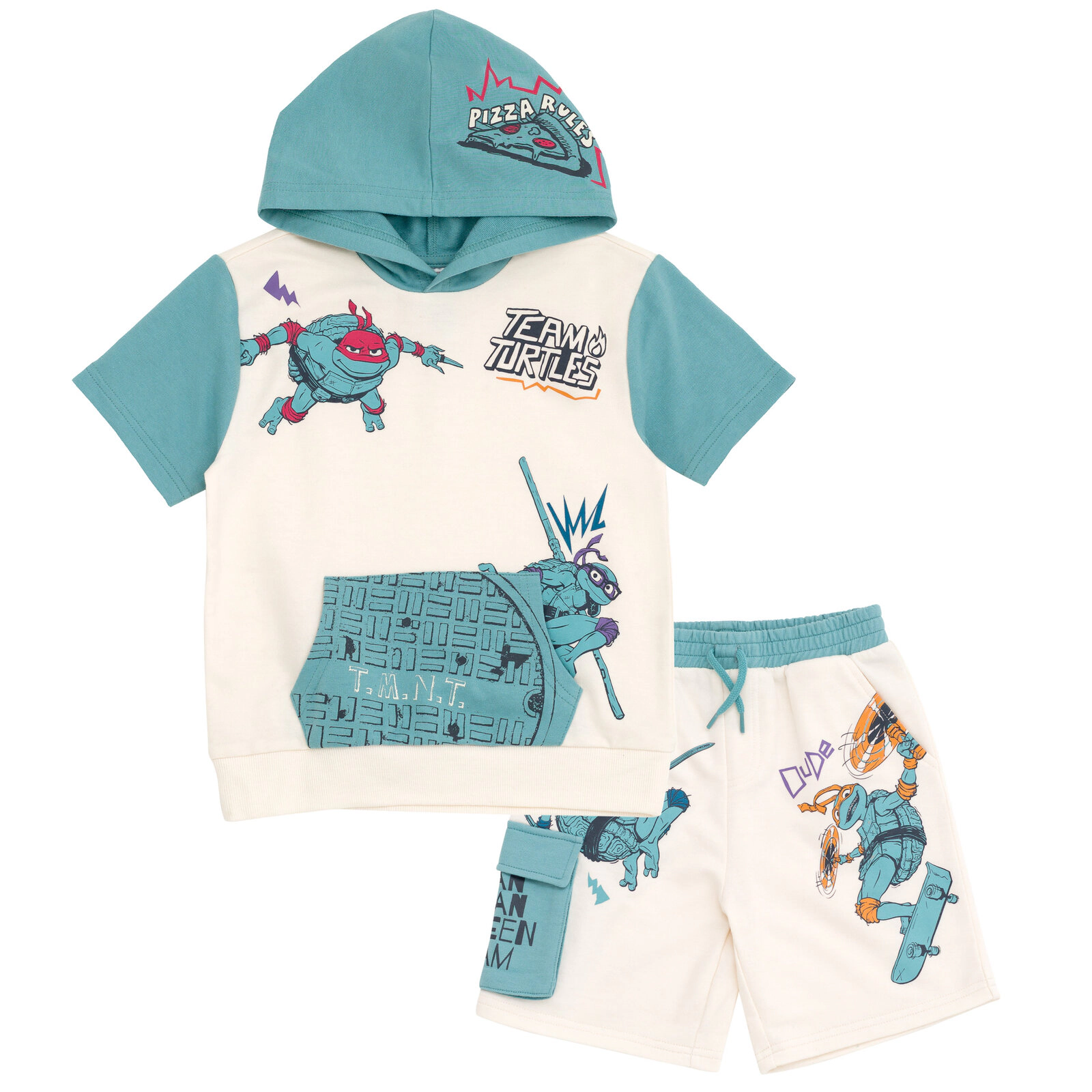 Teenage Mutant Ninja Turtles Boys' 2-Piece Hooded Tee and Shorts Set