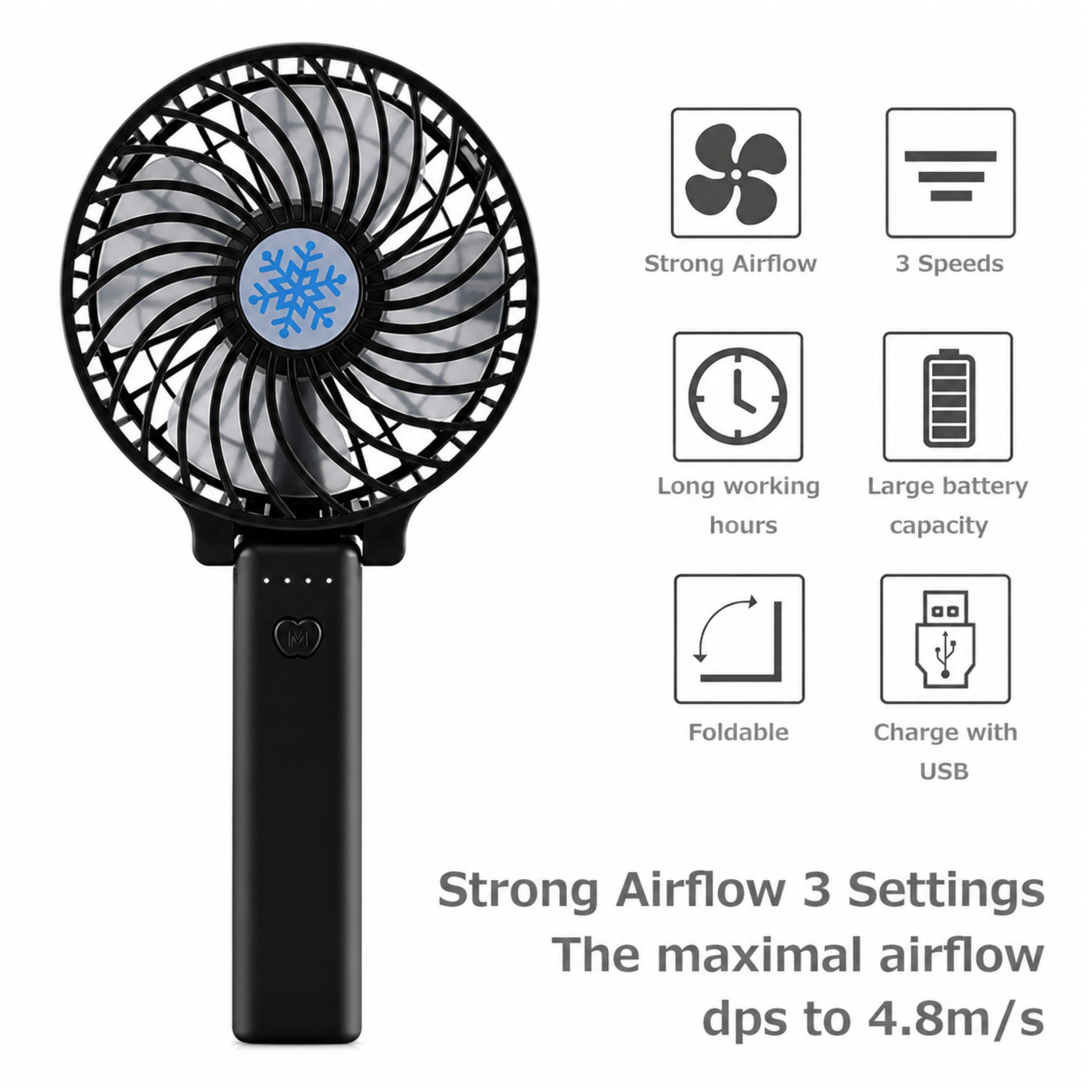 Home Collection Portable Rechargeable Mini Fan USB Pocket Air Cooler with Battery