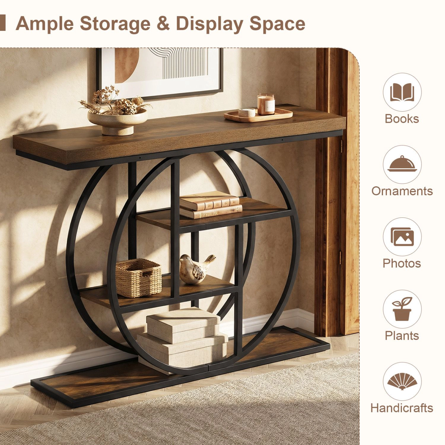 SlickBlue 41 Inch Console Table with 4 Tier Storage Shelves