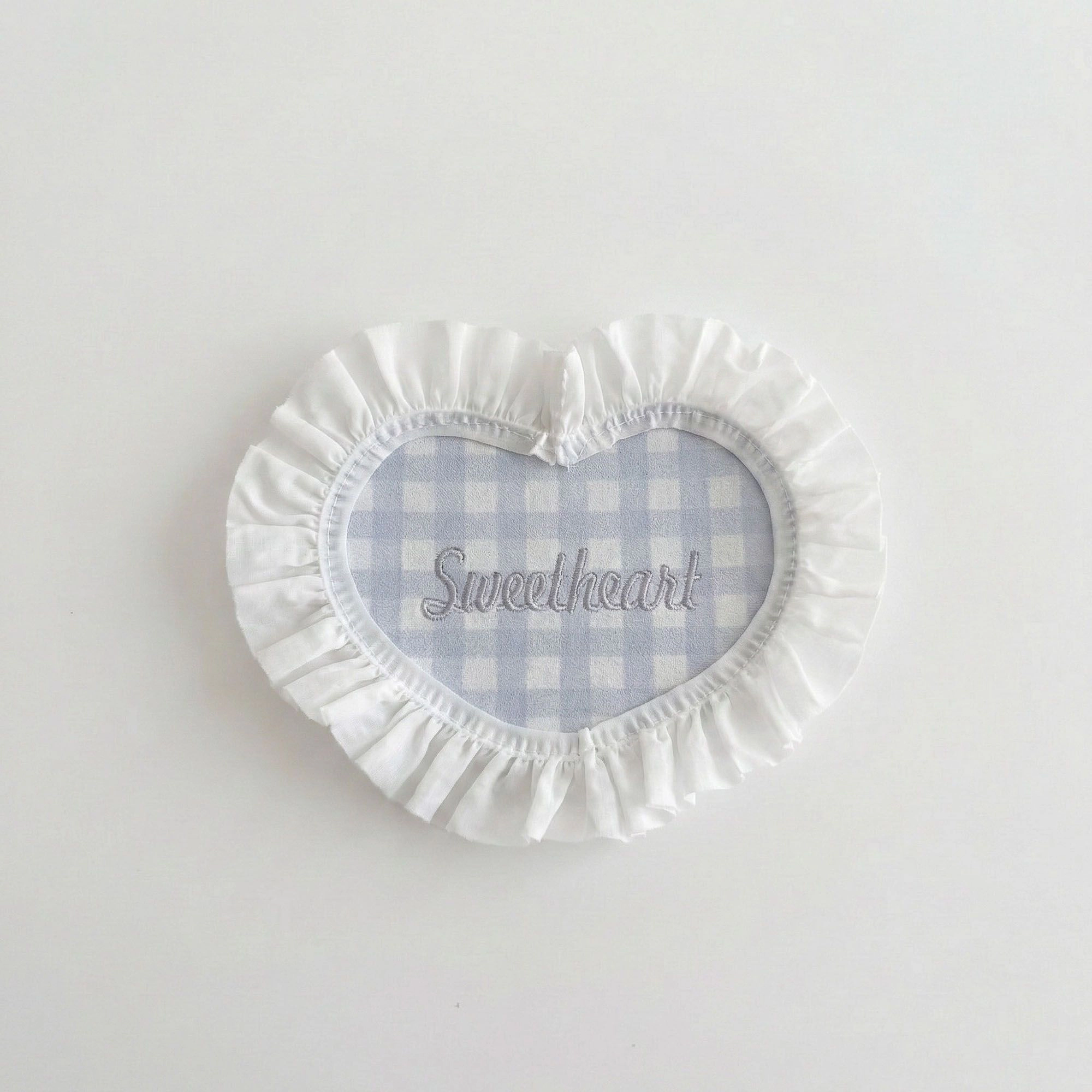 Alilang Unisex 2-PC Heart Shaped Fabric Coaster with Ruffle Trim Table Protector