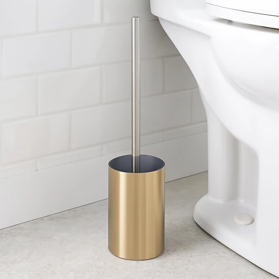 Evideco French Home Goods Brushed Metallic-Look Toilet Brush and Holder Set - 2-Piece