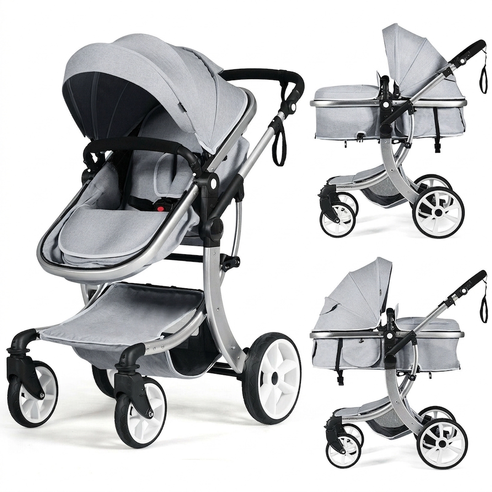SUGIFT Folding Aluminum Infant Reversible Stroller with Diaper Bag 33-lb Capacity Ages 0-3 Years Gray