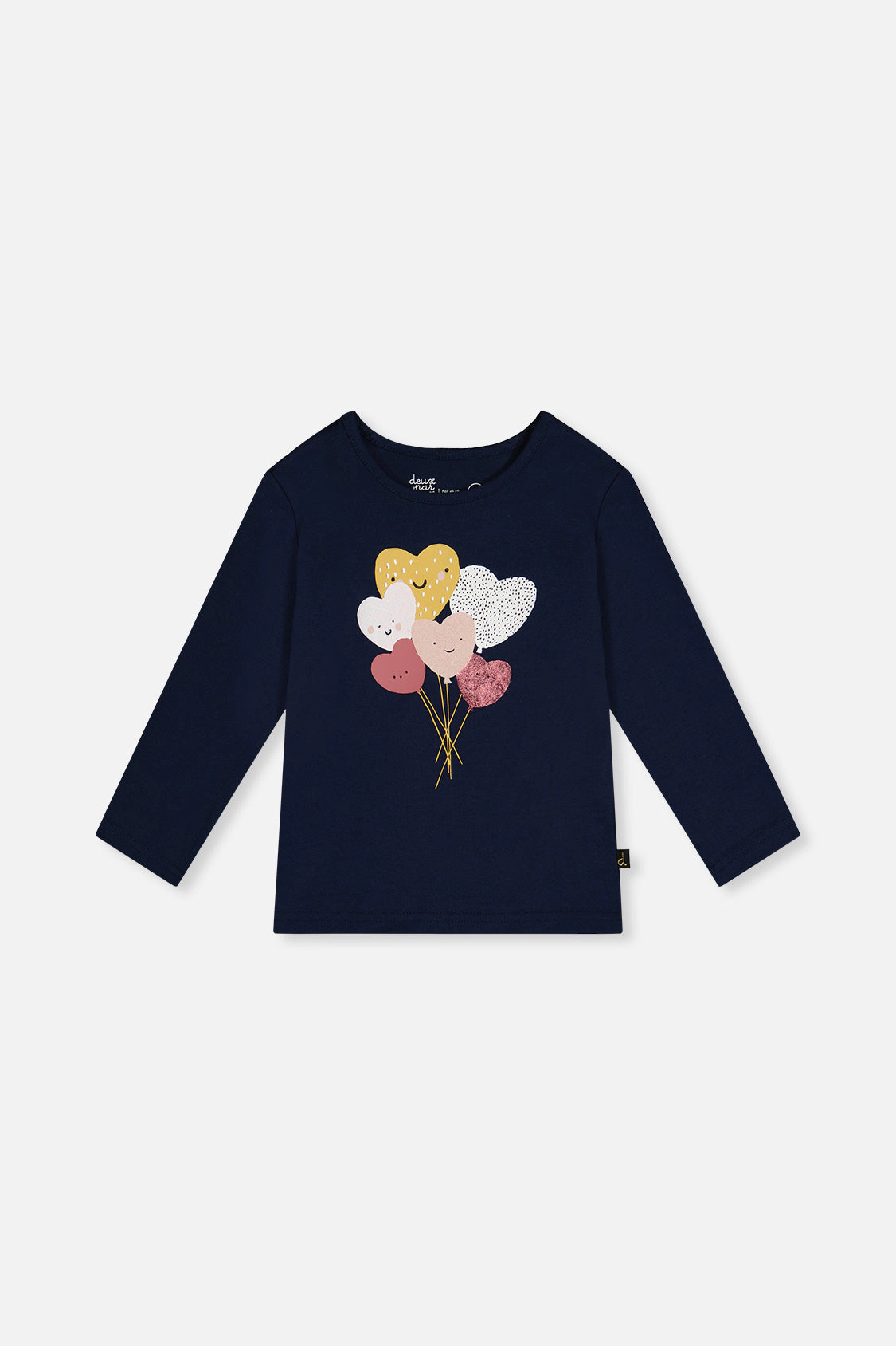 Deux par Girls Glittery Heart Balloon Organic Cotton Long Sleeve T-Shirt