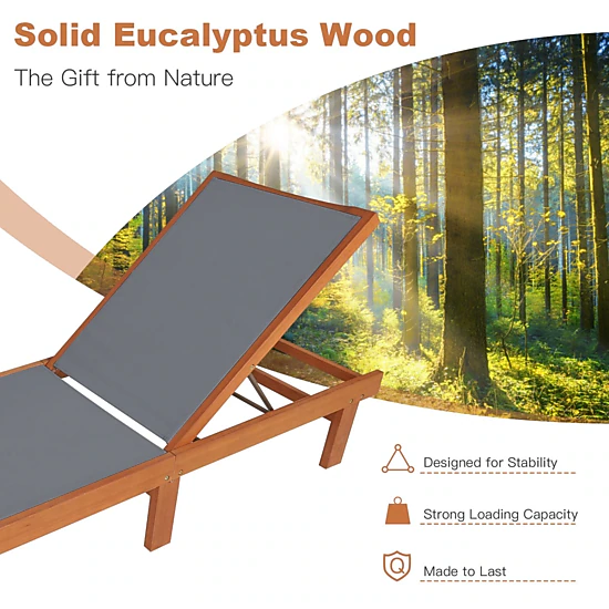 SlickBlue 5-Position Outdoor Reclining Patio Chaise Lounge