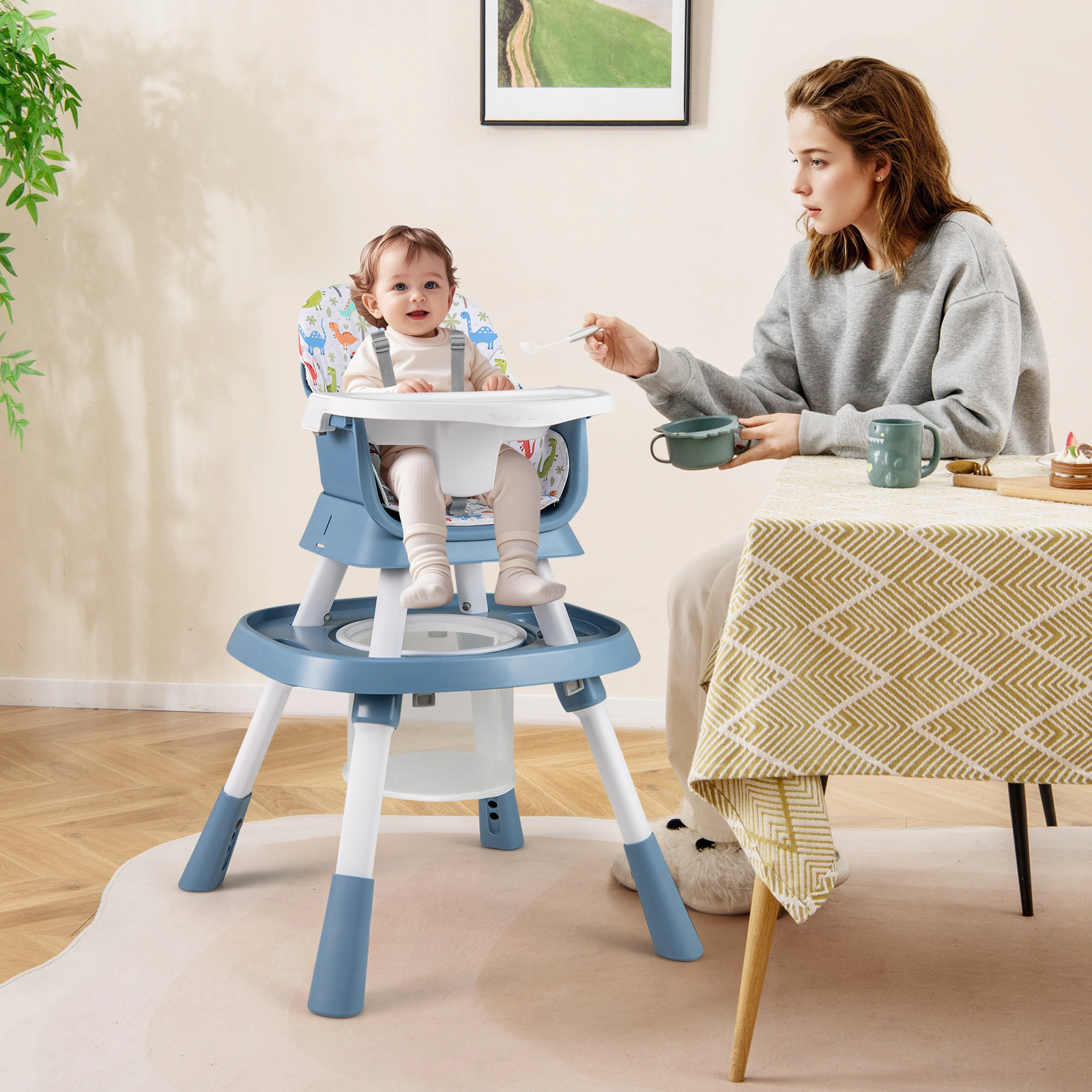SUGIFT Activity Center Booster and 360 Degree Rotating Seat 16-in-1 Baby High Chair