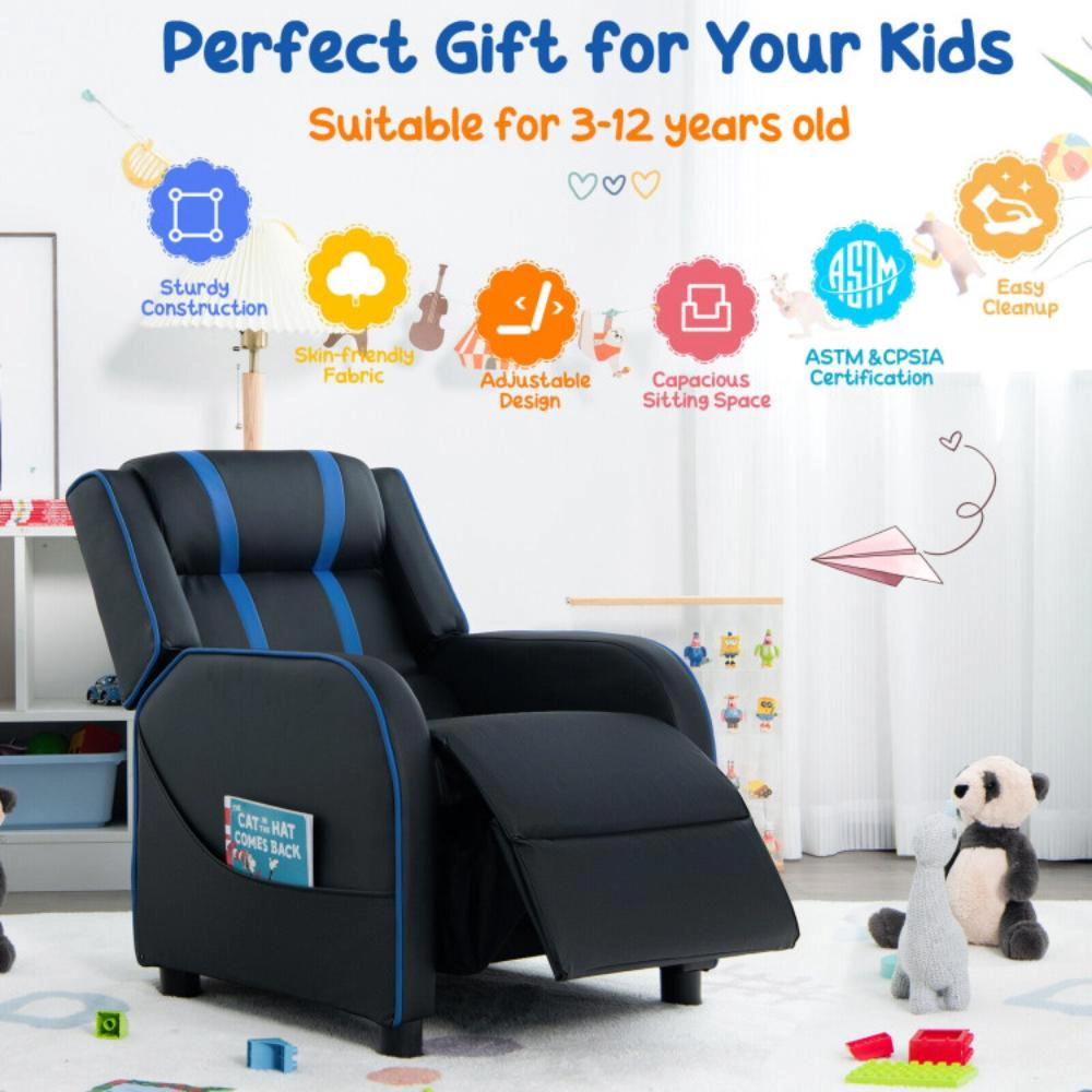 Hivvago Kids Recliner Chair With Side Pockets And Footrest