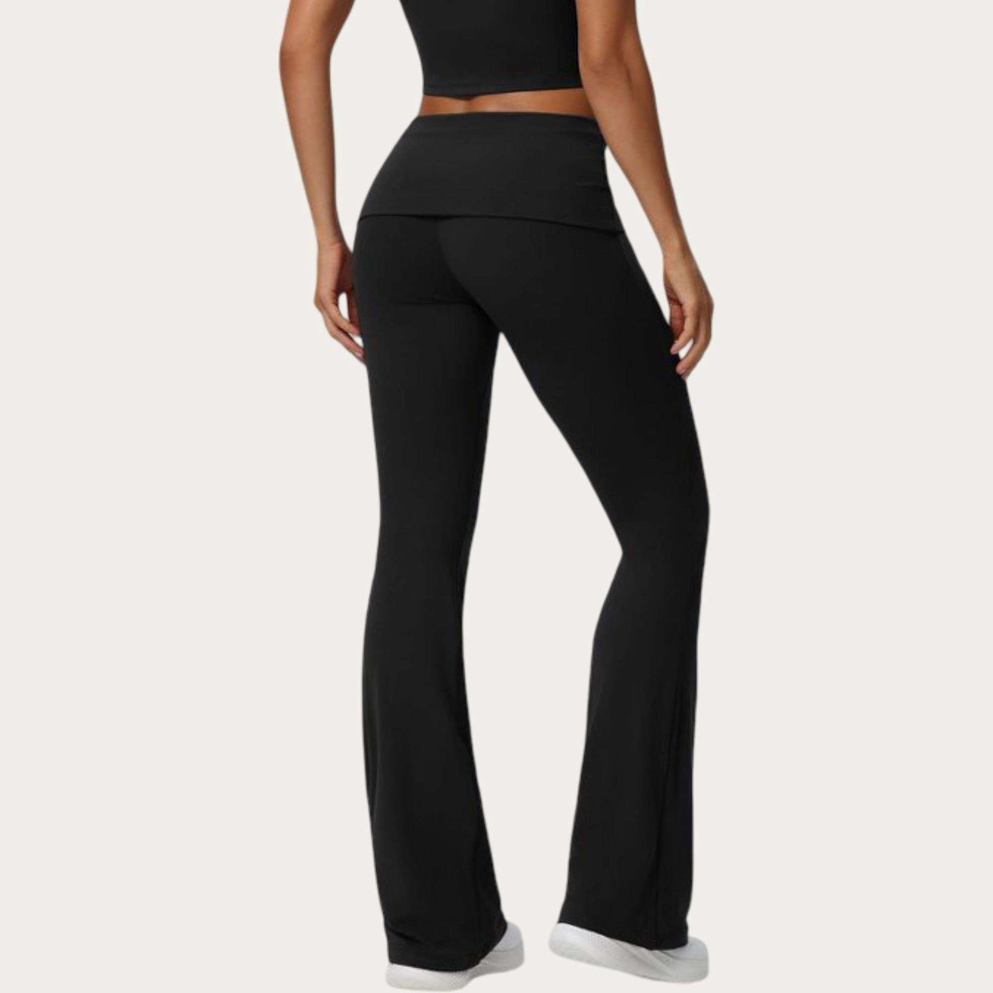Anna-Kaci Active Women's Foldover Waist Flare Leggings with Smooth Stretch Knit Fabric