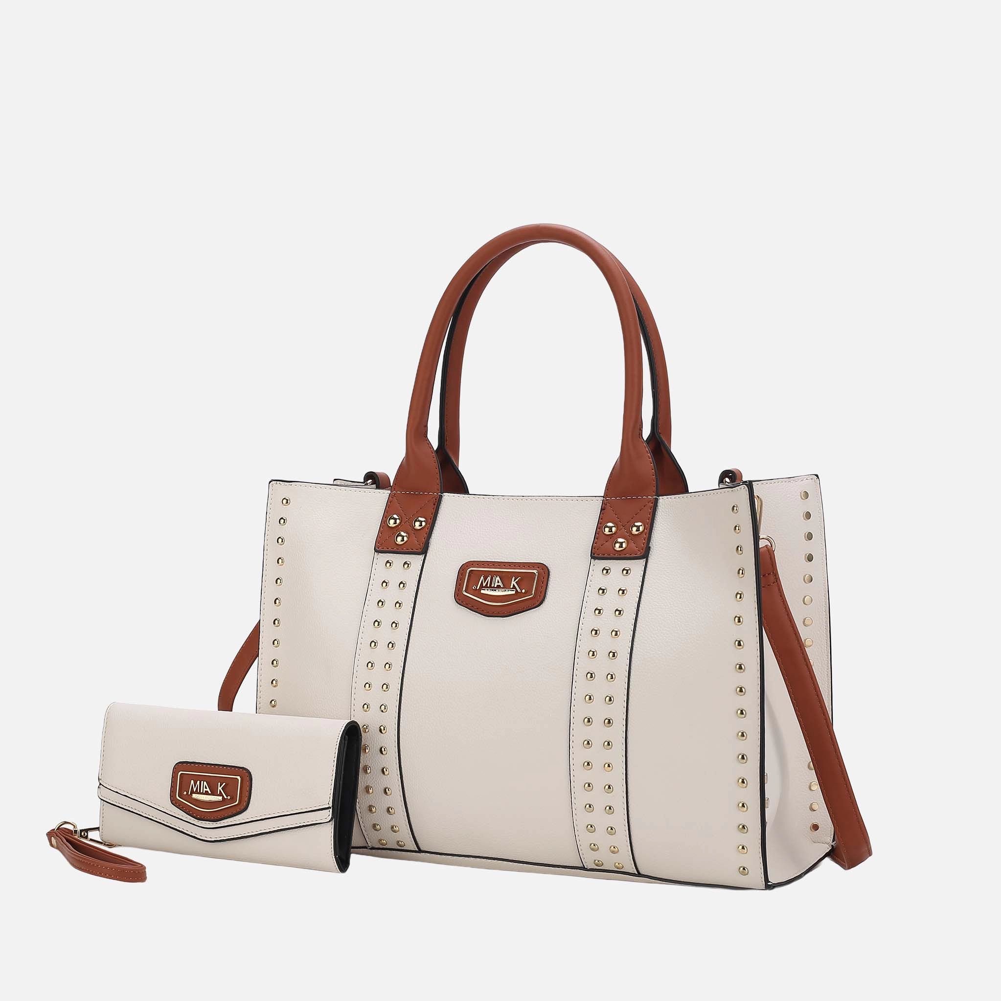 Mia K Collection Davina Colorblock Pebbled Vegan Leather Tote with Wallet