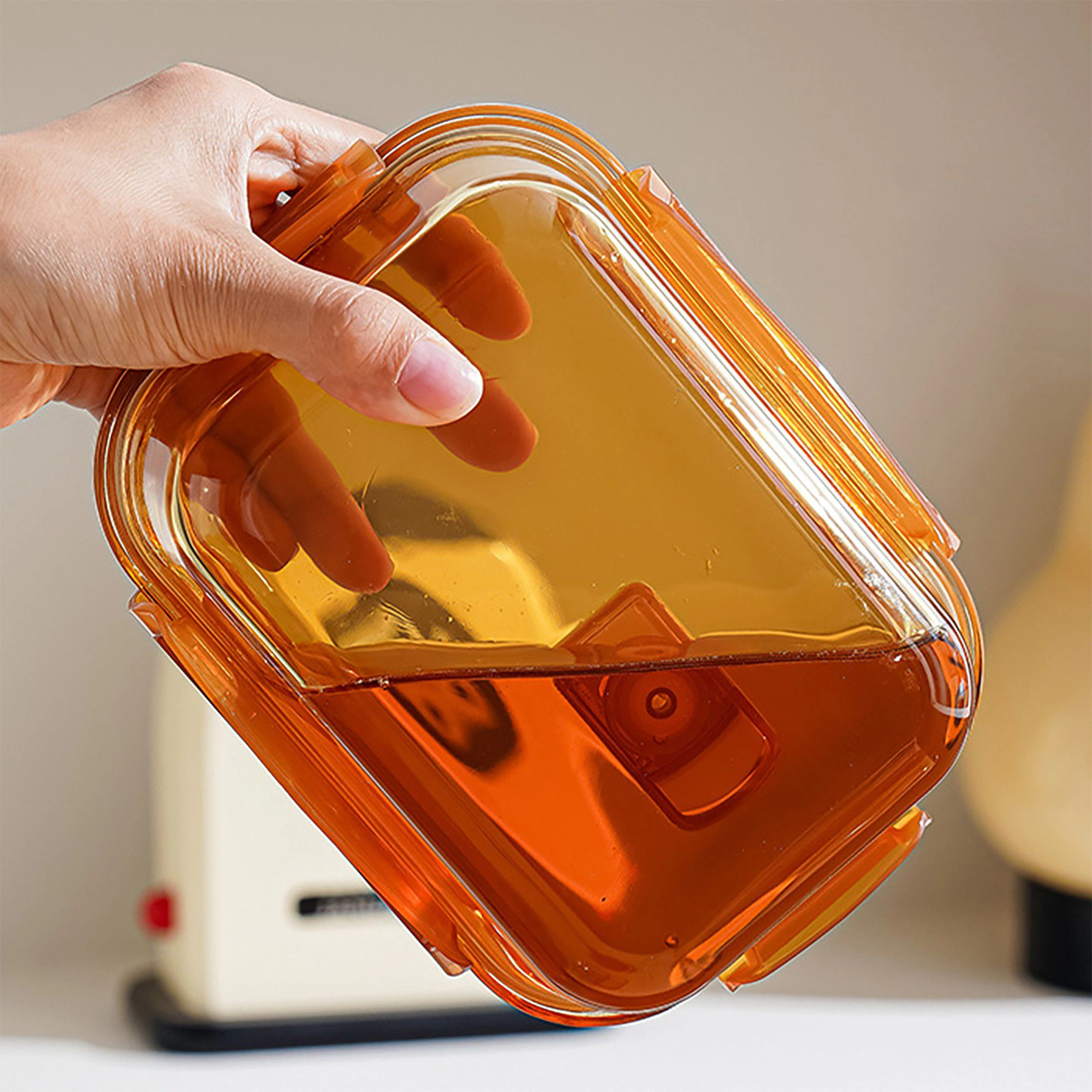 Alilang Women Divided Food Storage Container with Snap Lid and Sauce Compartment