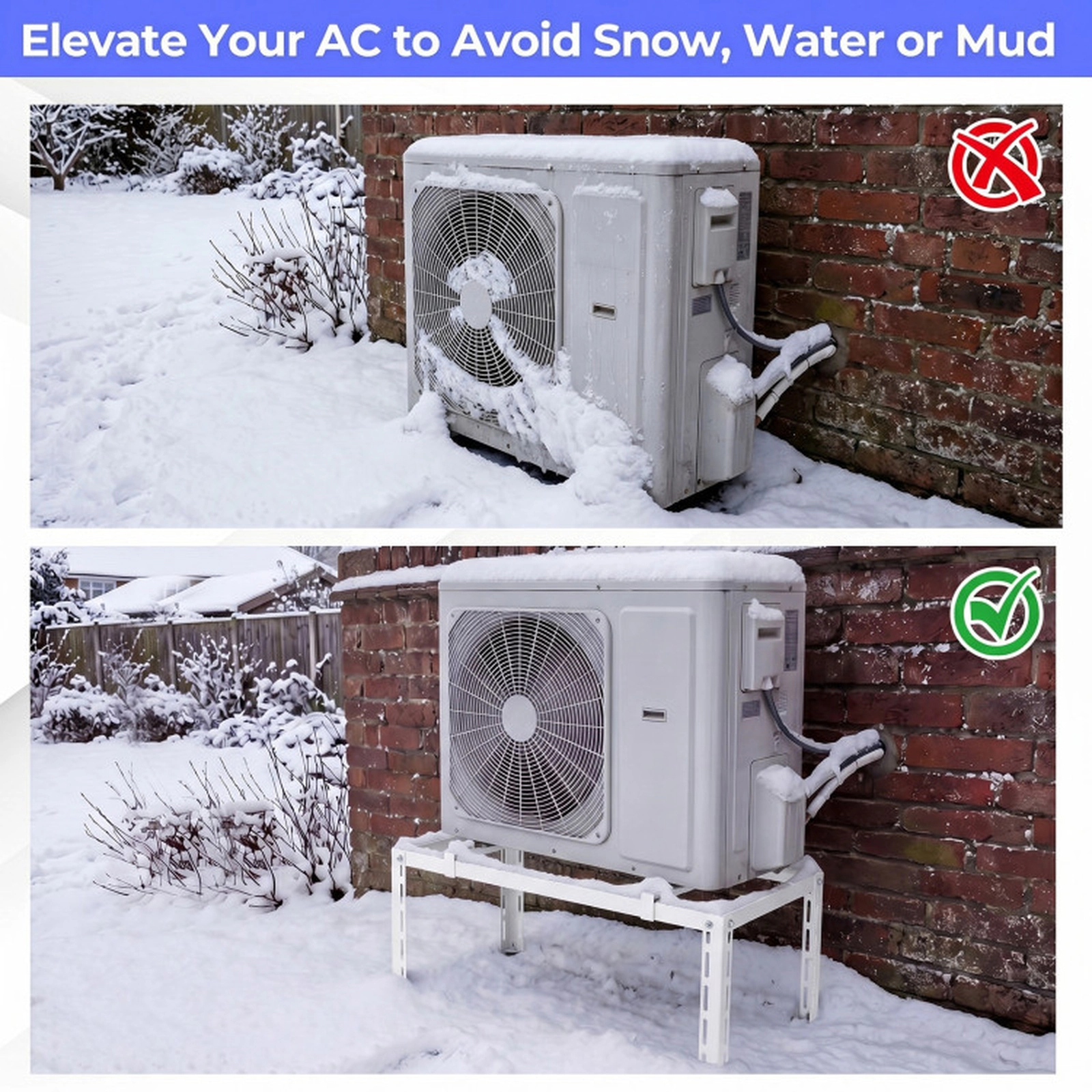 SUGIFT Adjustable Mini Split Ground Stand for Ductless Air Conditioners 400-lb Capacity 33.46 x 18.9-in White