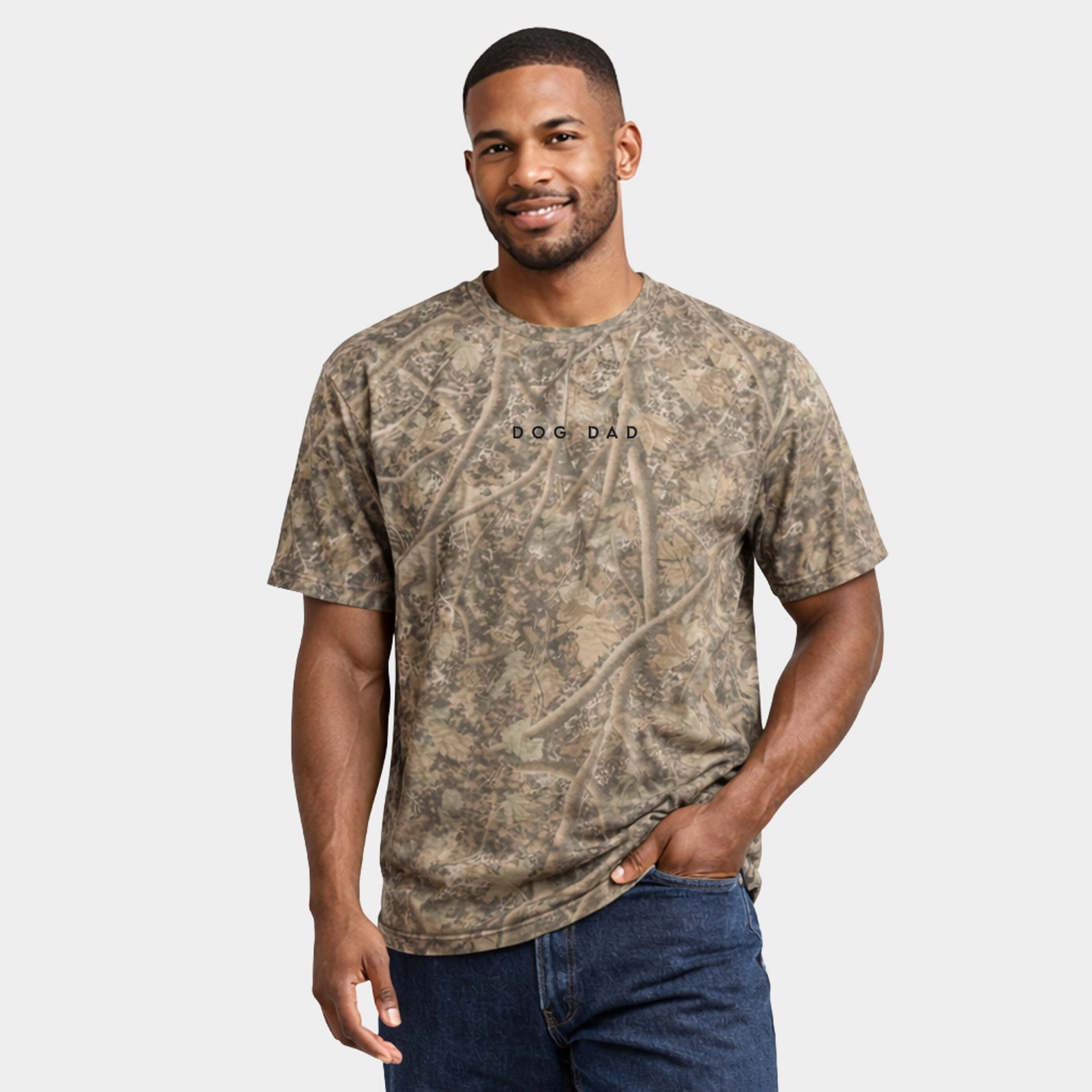 Simply Sage Market - Men's Heavyweight Camo Tee Dog Dad Minimal Puff Print