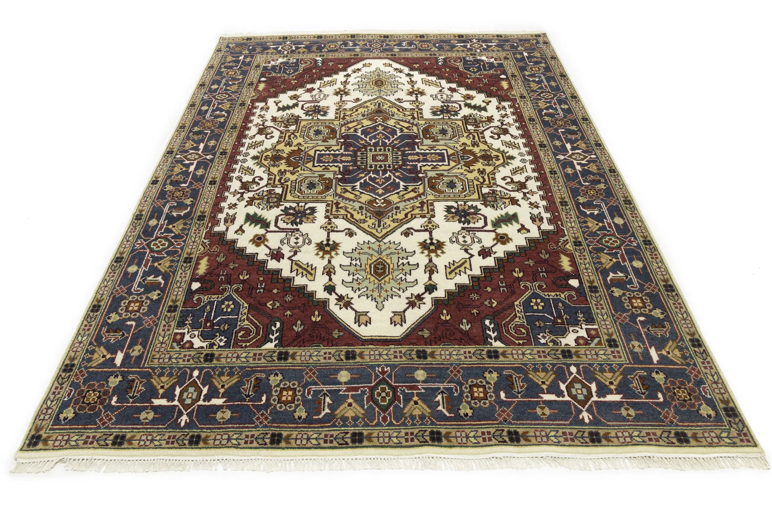 Magic Rugs 8'11 X 11'9 Heriz Serapi Cream Hand Knotted Wool Rug