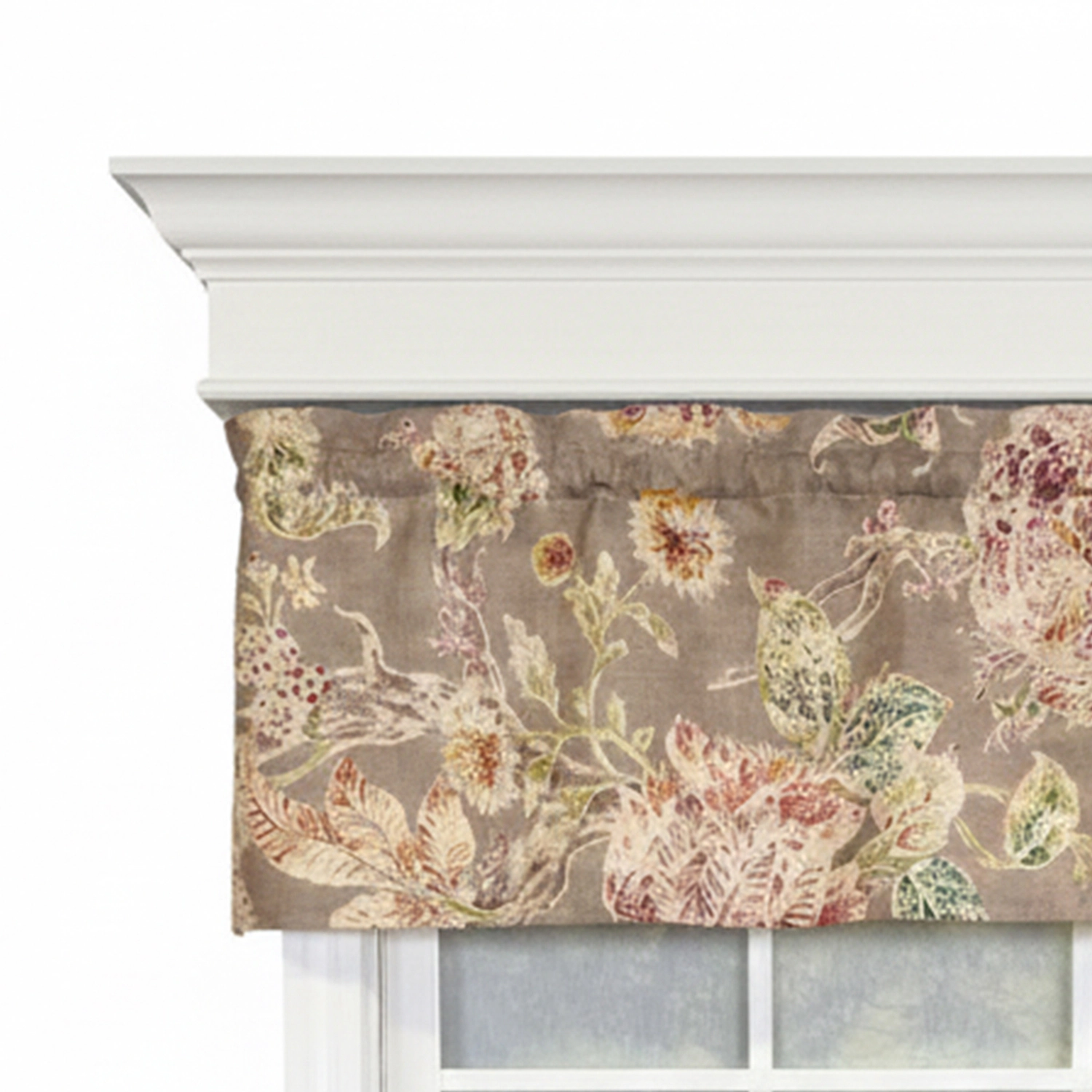 RLF Home 100% Cotton High Quality Monte Cristo Tailored Window Valance with 1.5" Rod Pocket 50" W X 12" L Gray