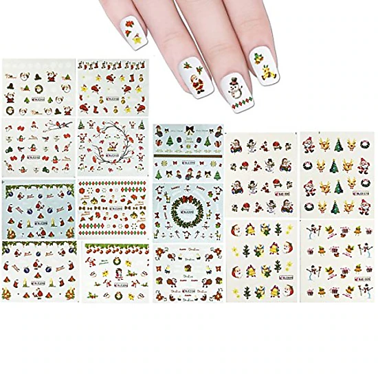 Wrapables Christmas Water Slide Nail Art Decals Water Transfer Nail ...