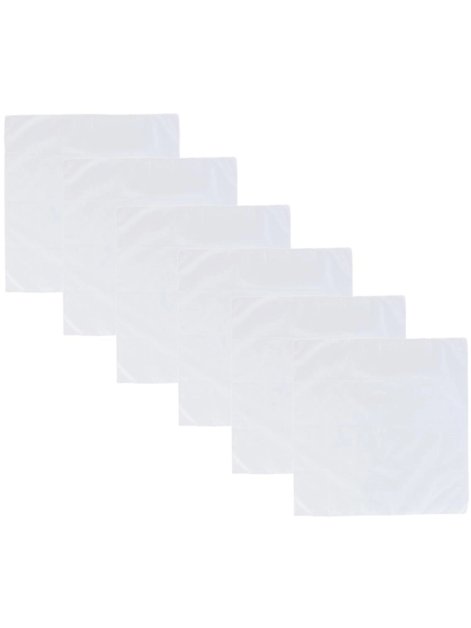 CTM® All Cotton 15x15 inch Solid White Cotton Handkerchief (6 Pack)