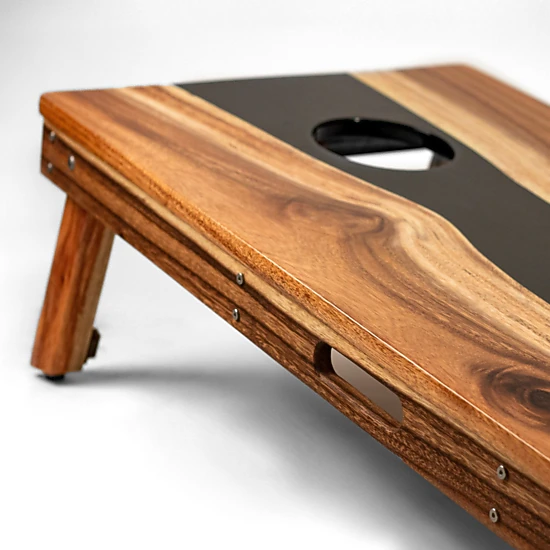 Elakai  The River Epoxy Resin With Live Edge Acacia Pathfinder Art Cornhole Boards