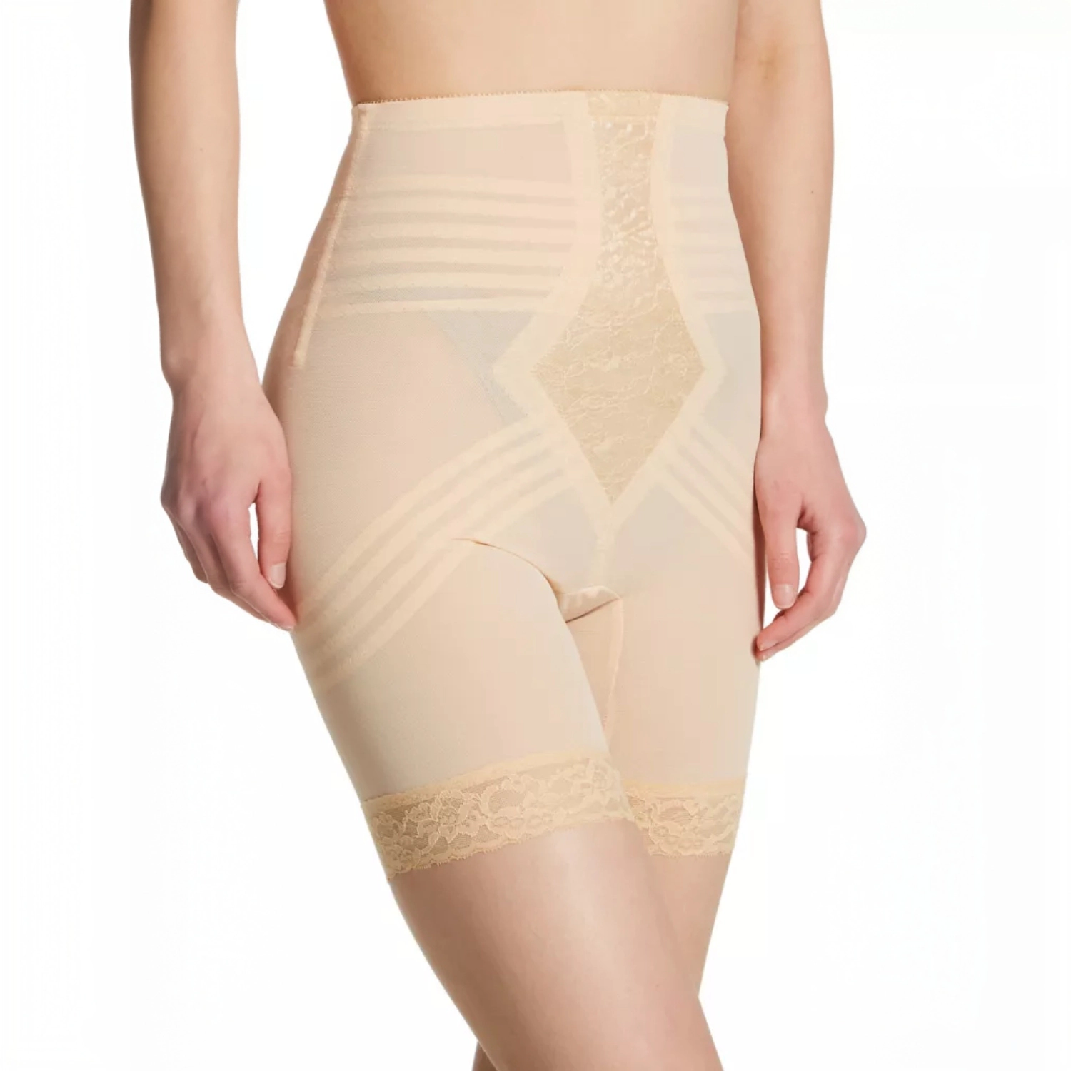 Rago Breathable High Waist Thigh Slimmer | No Roll Power Mesh Hourglass Shaper Firm to Extra Support Style 6209